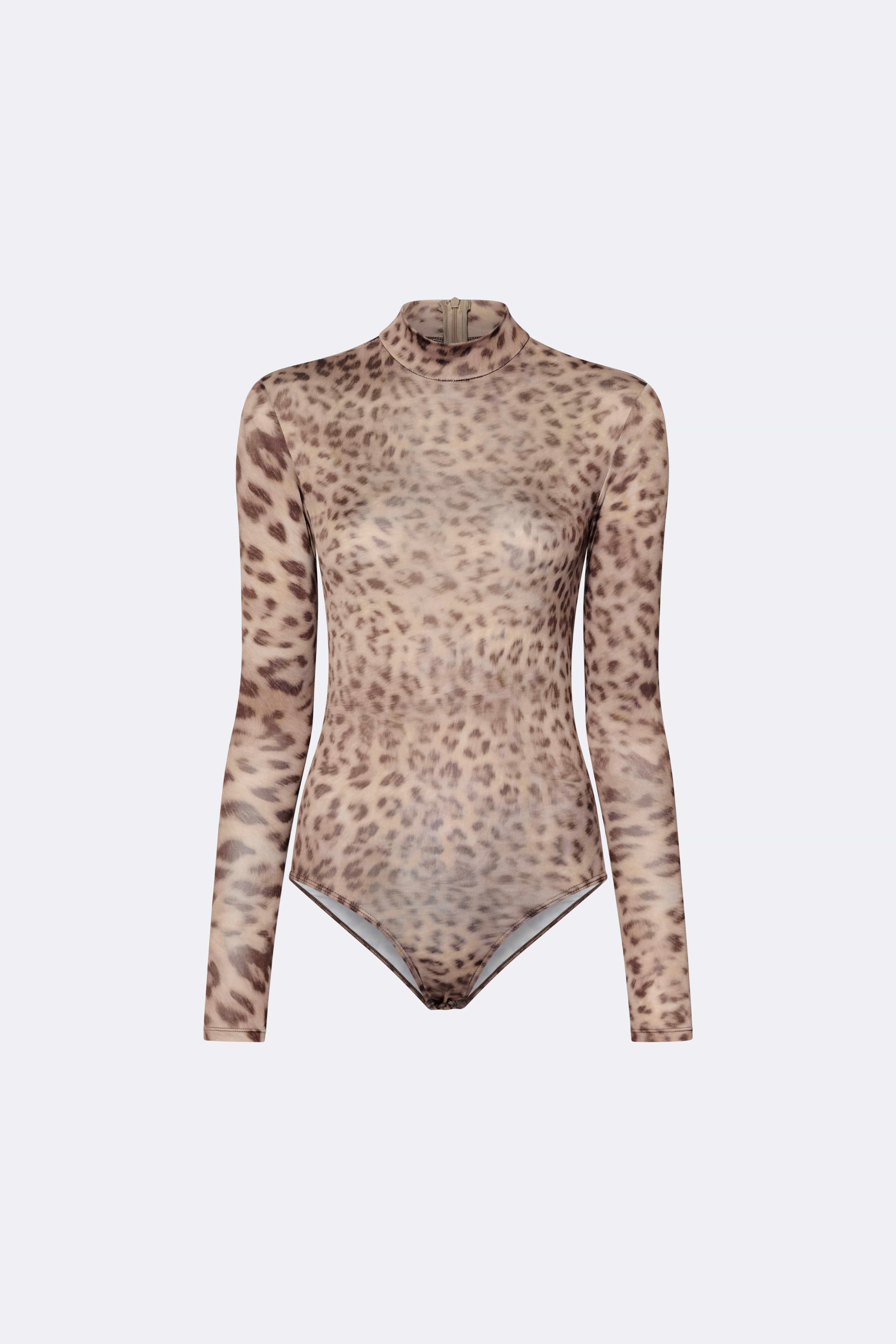 Printed Jersey Mock Neck Bodysuit