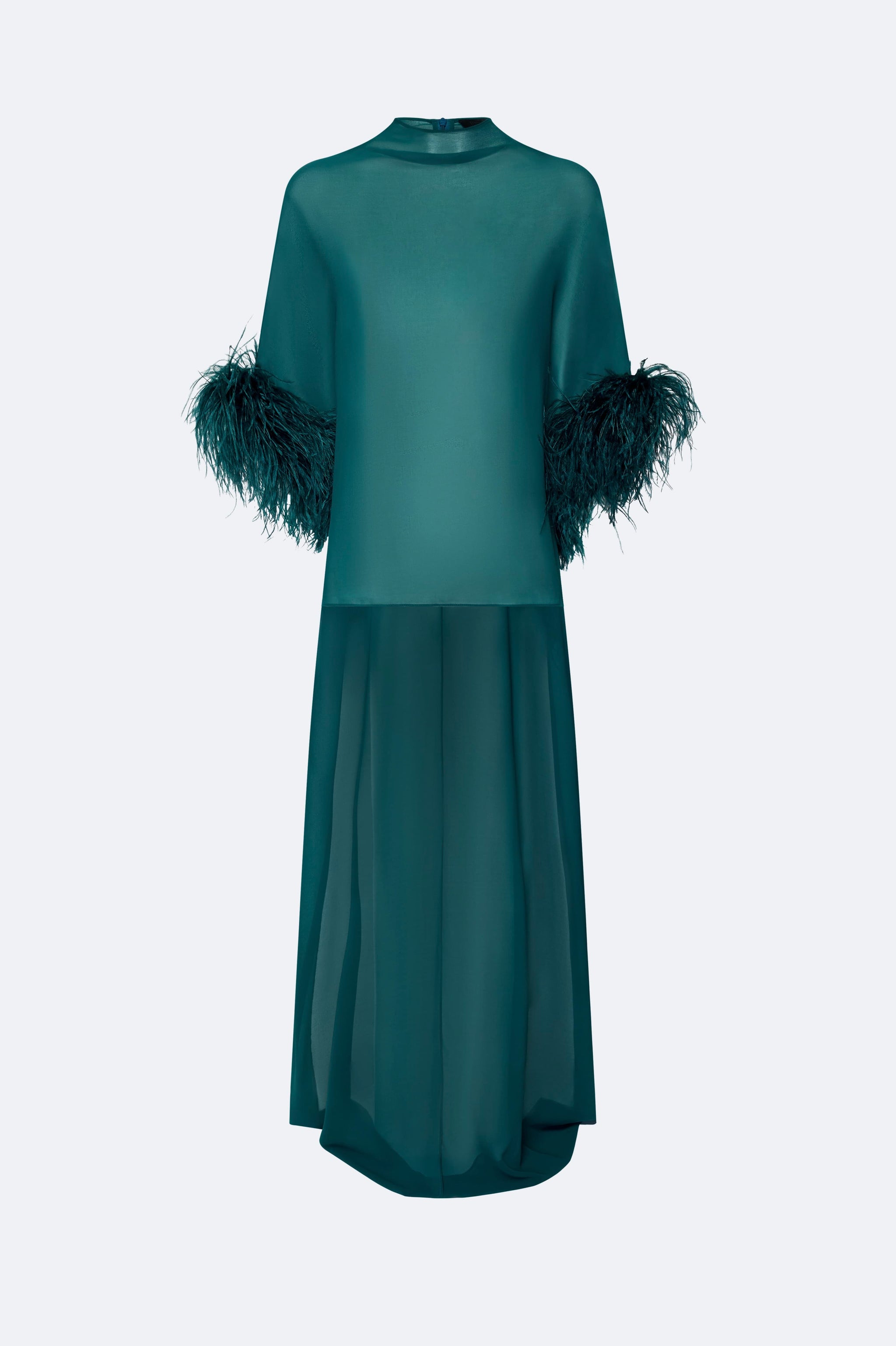 Lightweight Georgette High Low Top With Feathers