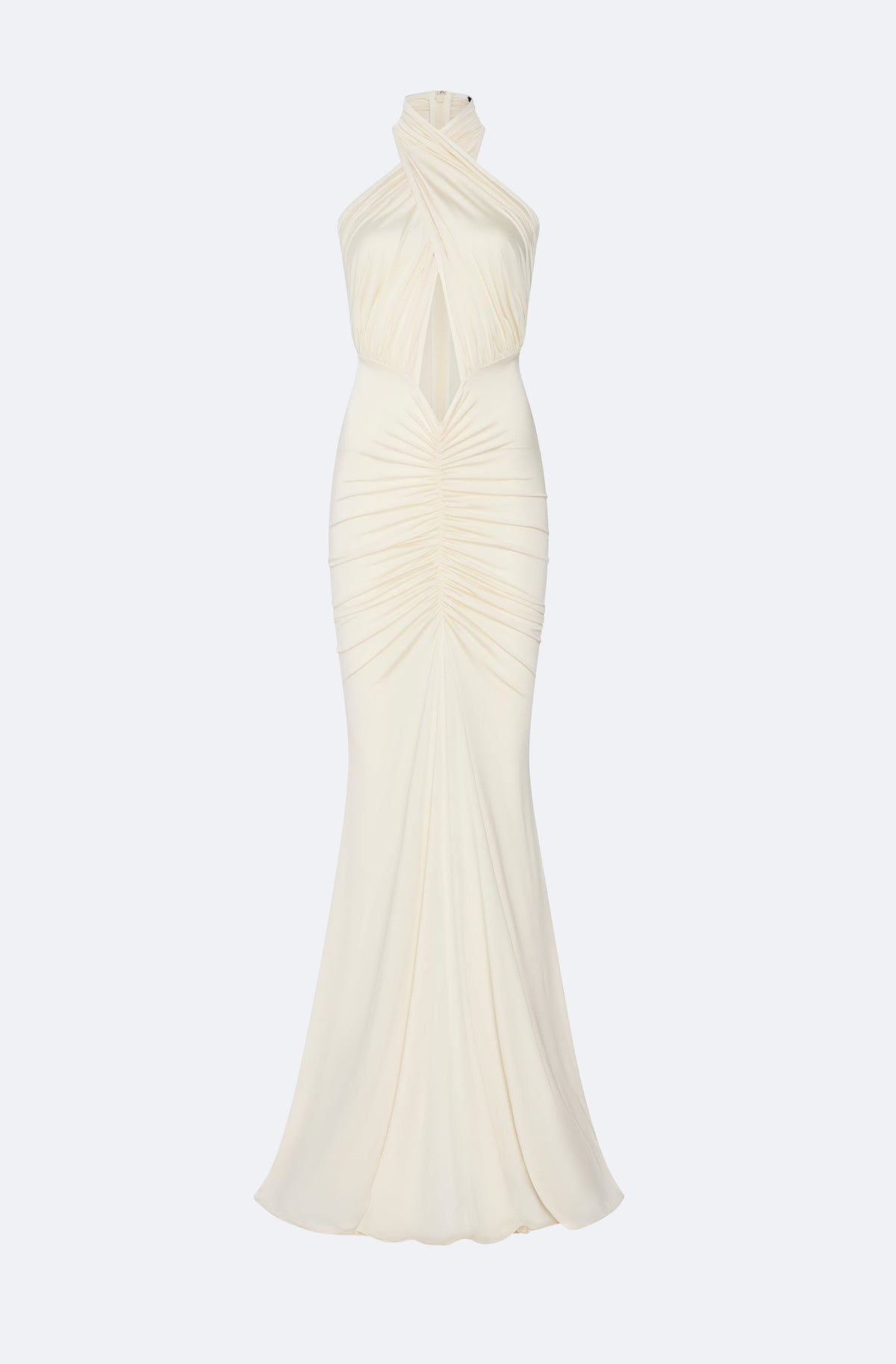 Jersey Sleeveless Halter Ruched Gown - LAPOINTE