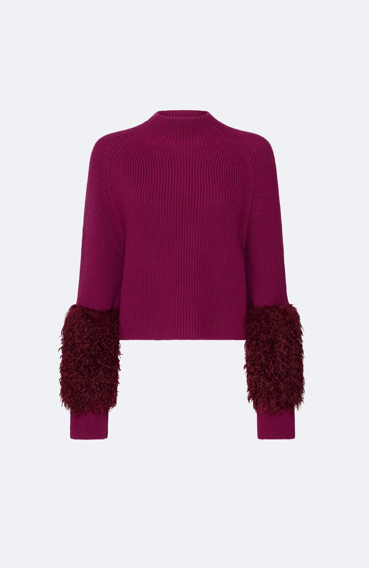 Merino Mock Neck Sweater With Faux Shearling - LAPOINTE