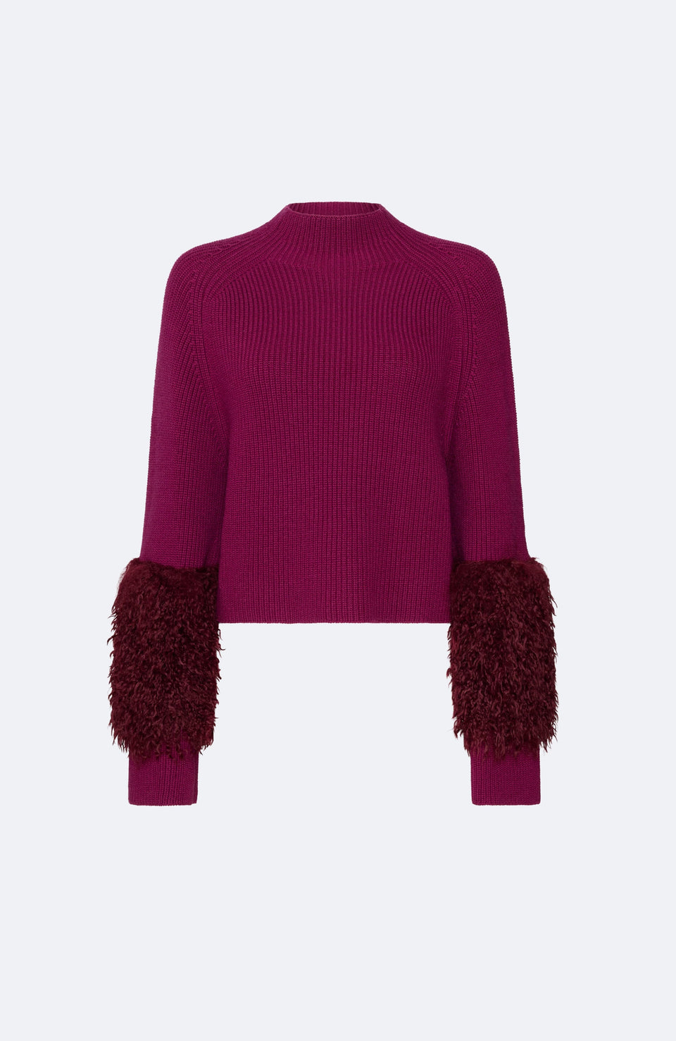 Merino Mock Neck Sweater With Faux Shearling - LAPOINTE