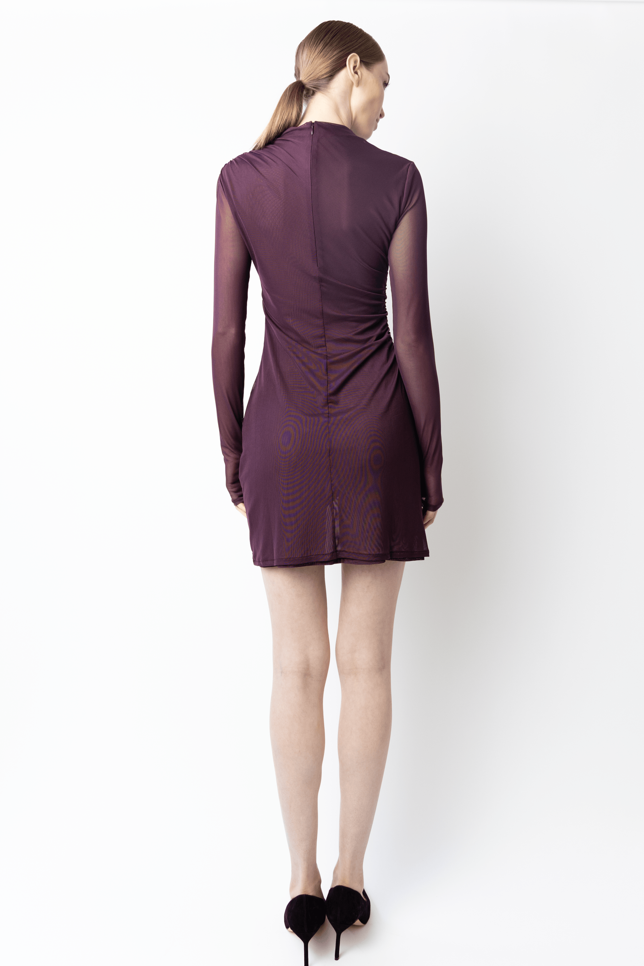 Lapointe Mesh Draped Mini Dress | Mulberry / L Lapointe Mesh Draped Mini Dress | Mulberry / L