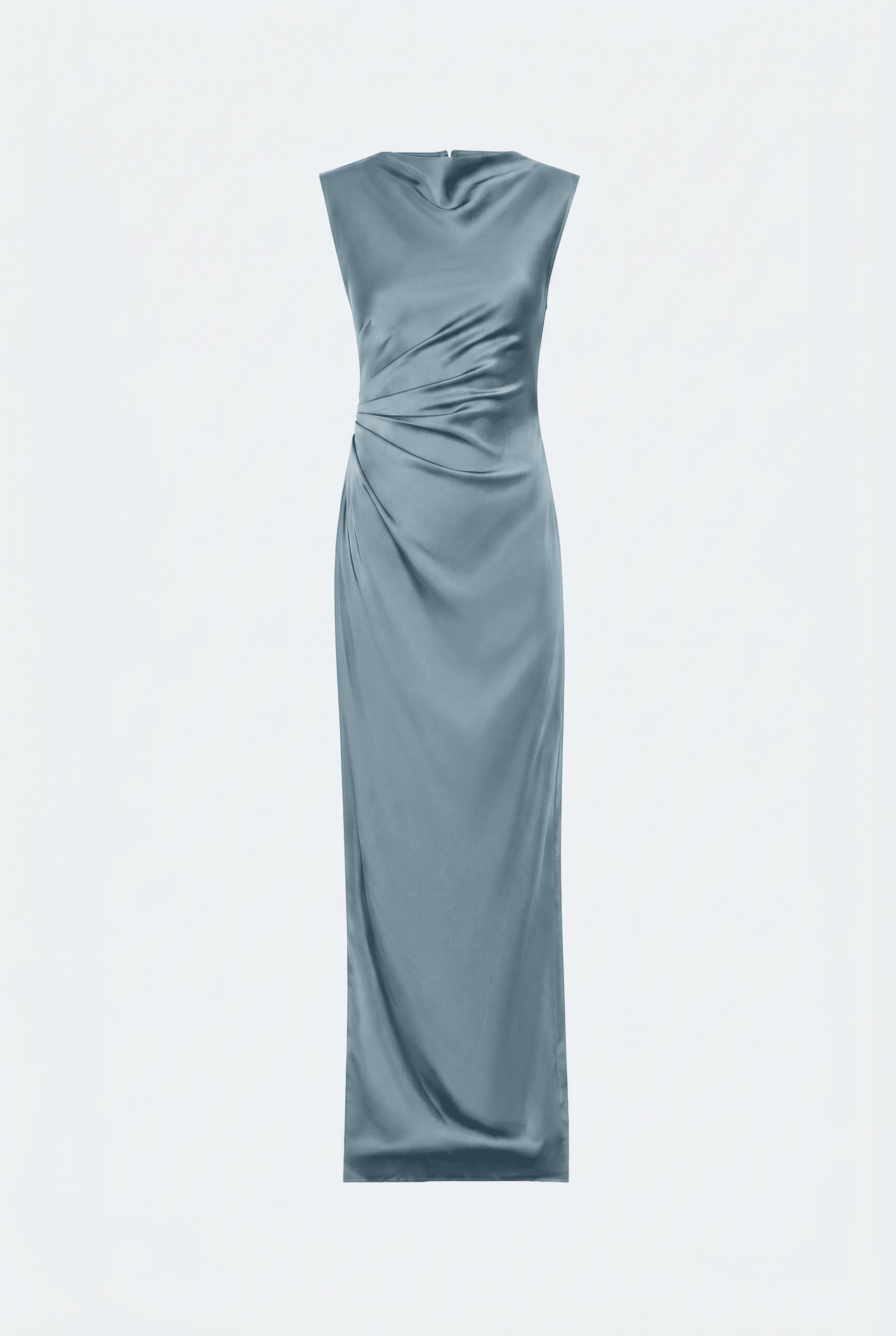 Lightweight Satin Ruched Gown With Slit - LAPOINTE