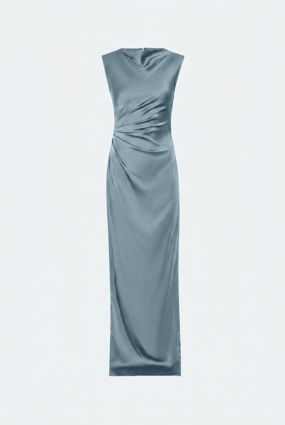 Lightweight Satin Ruched Gown With Slit - LAPOINTE