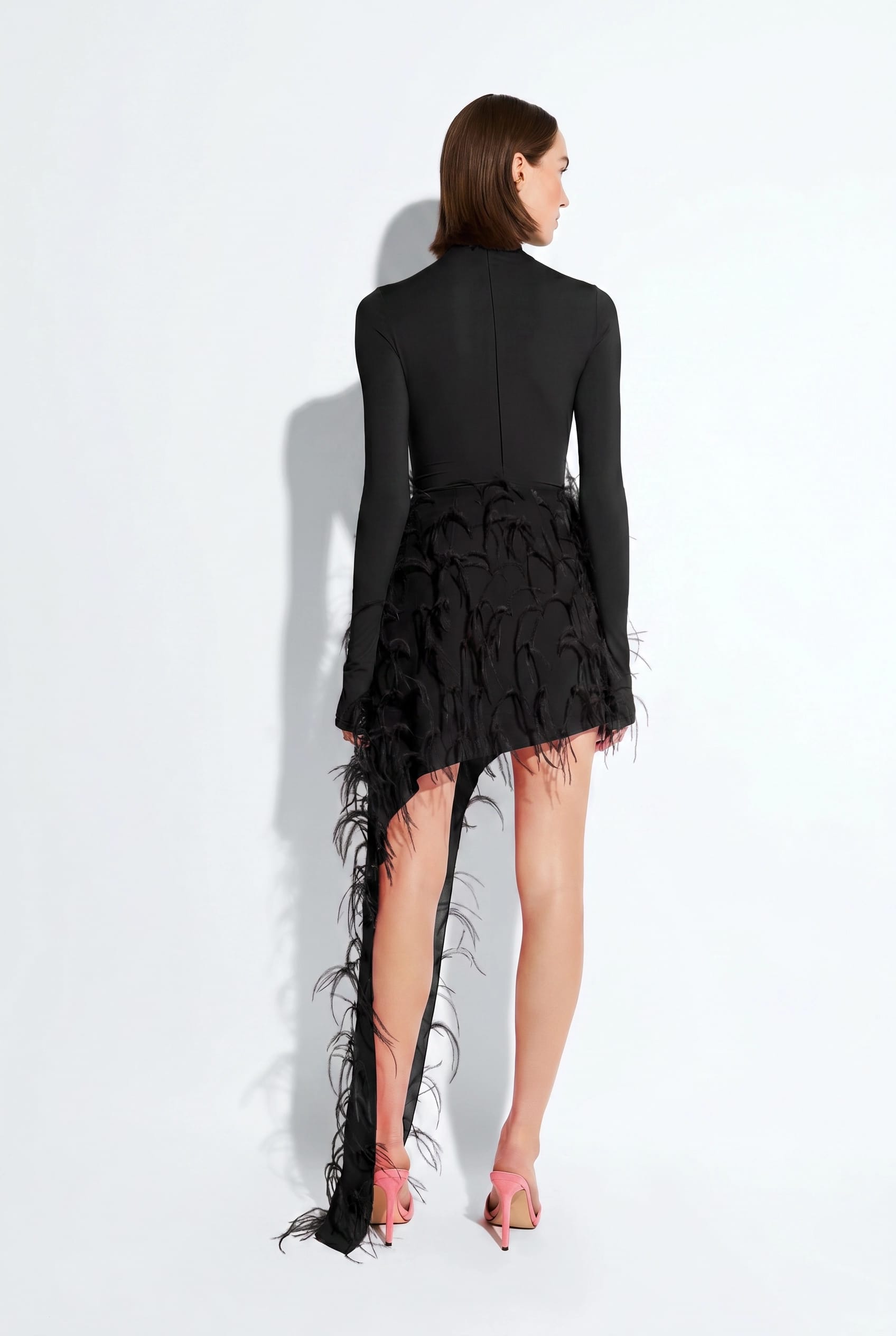 Lightweight Georgette Skirt With Feathers - LAPOINTE