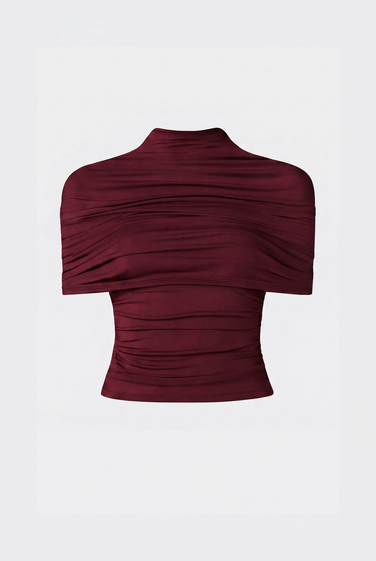 Jersey Mock Neck Ruched Top - LAPOINTE
