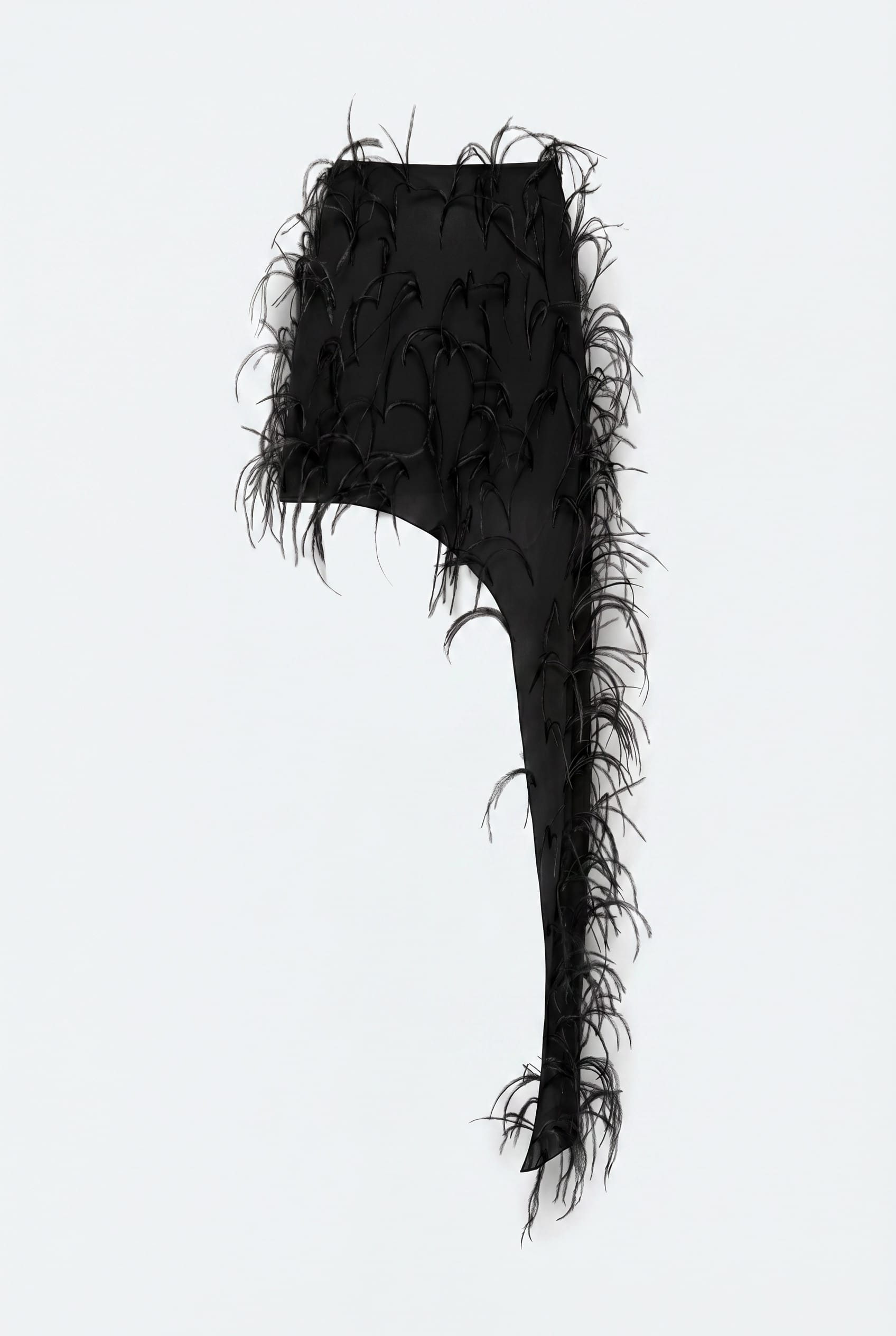 Lightweight Georgette Skirt With Feathers - LAPOINTE