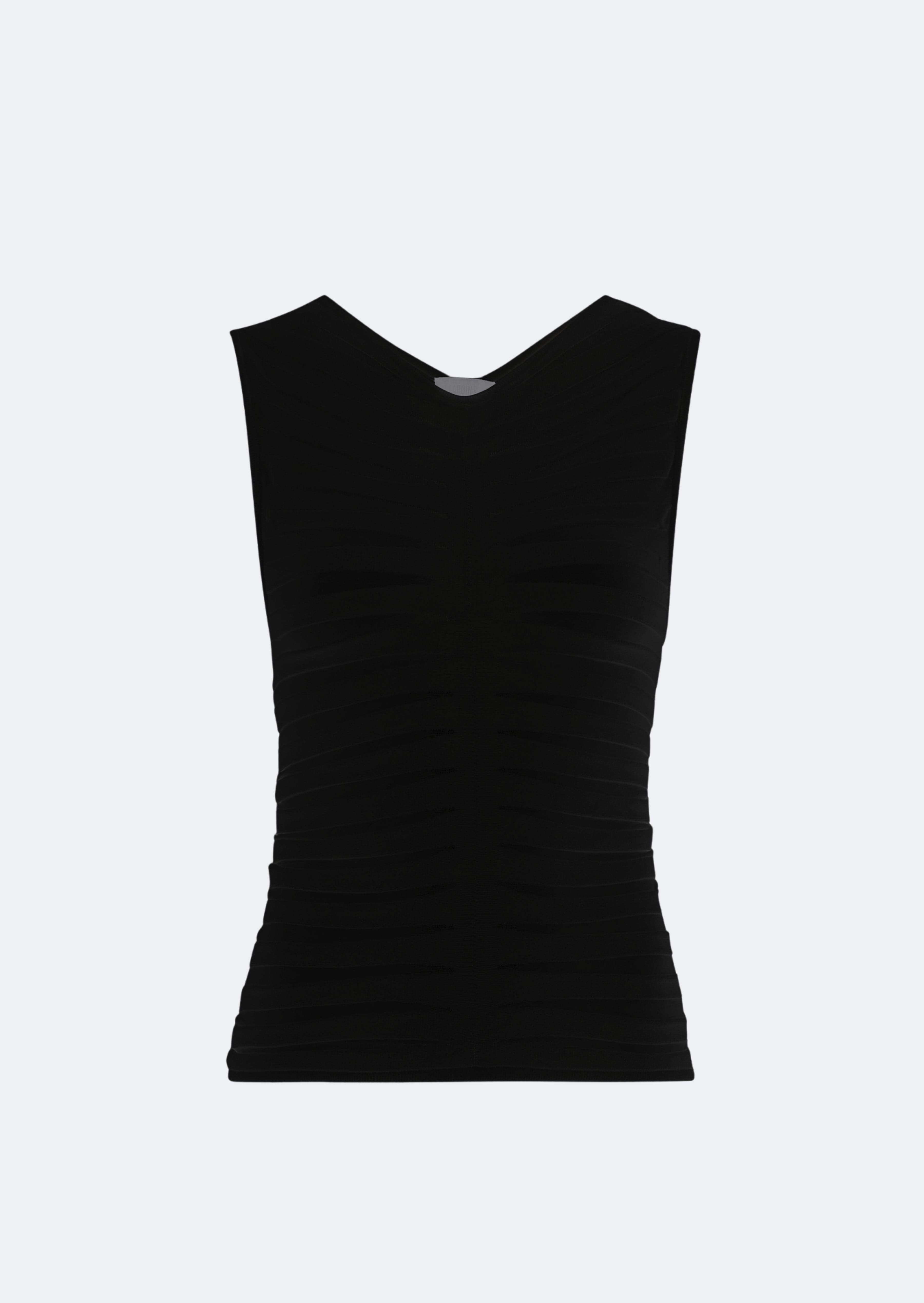 Viscose Wide Ribbed Tank Top in Black Black | LAPOINTE