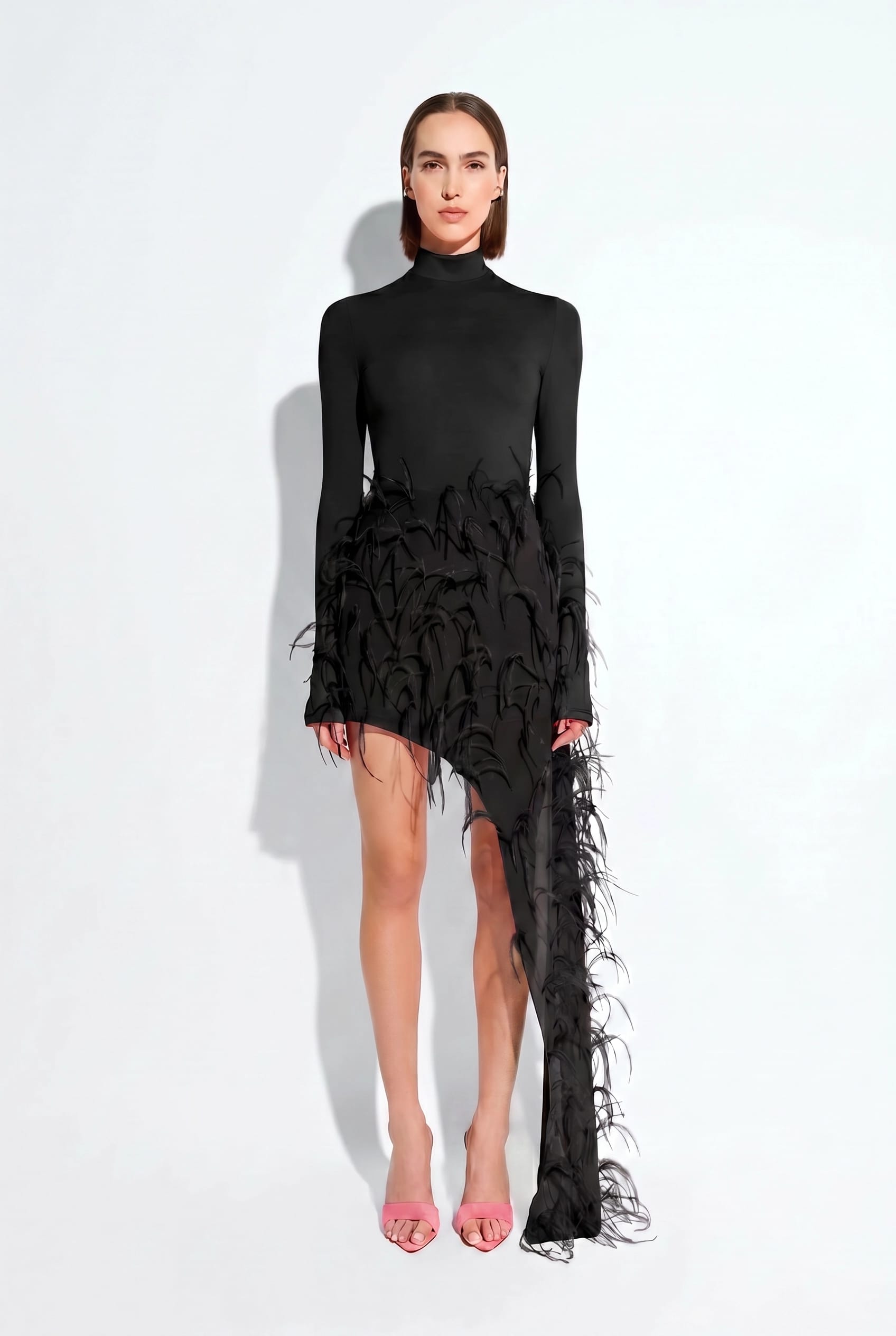 Lightweight Georgette Skirt With Feathers - LAPOINTE