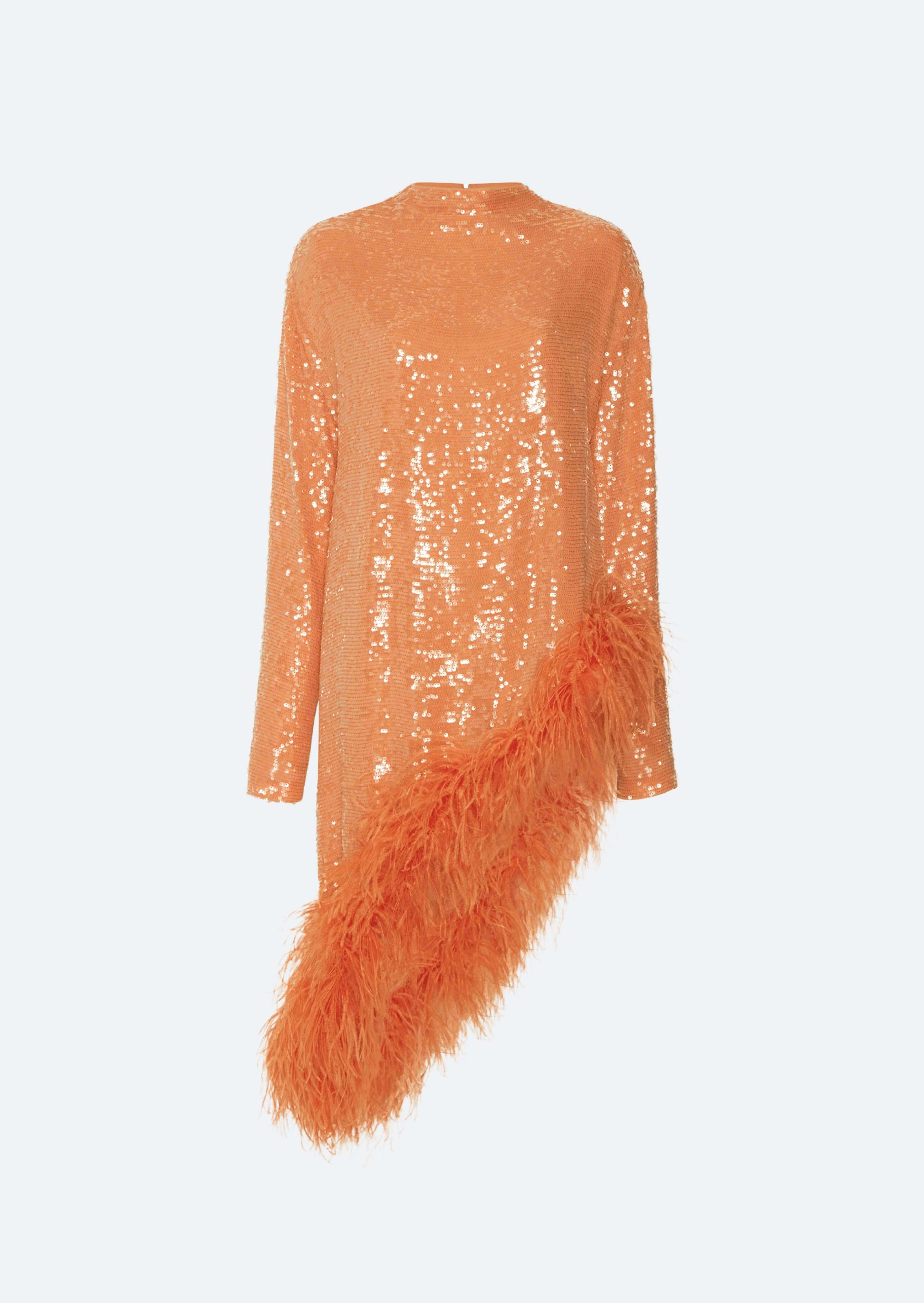 Sequin Asymmetric Feather Tunic