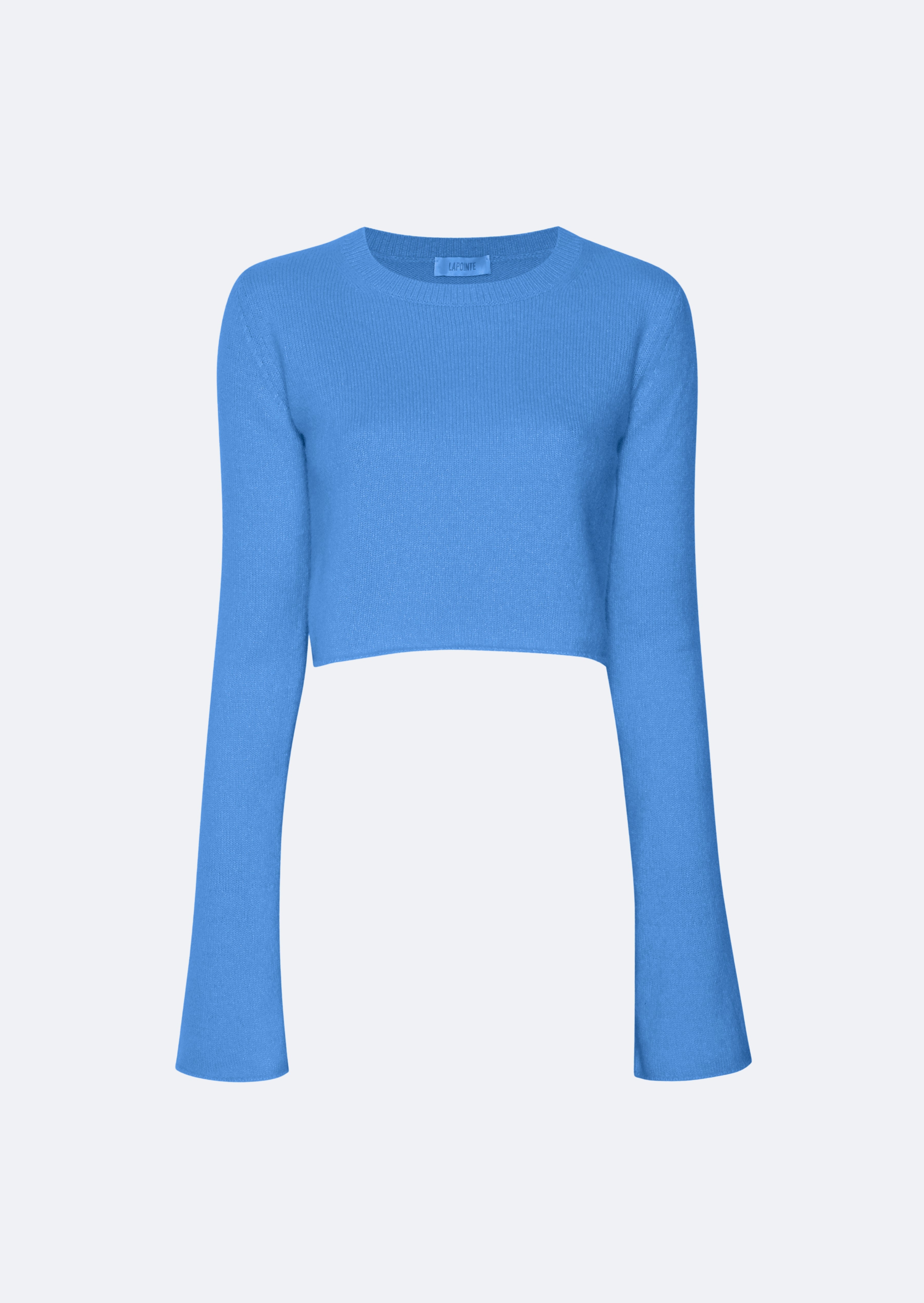 Airy Cashmere Silk Crewneck Crop Flare Sleeve Knit