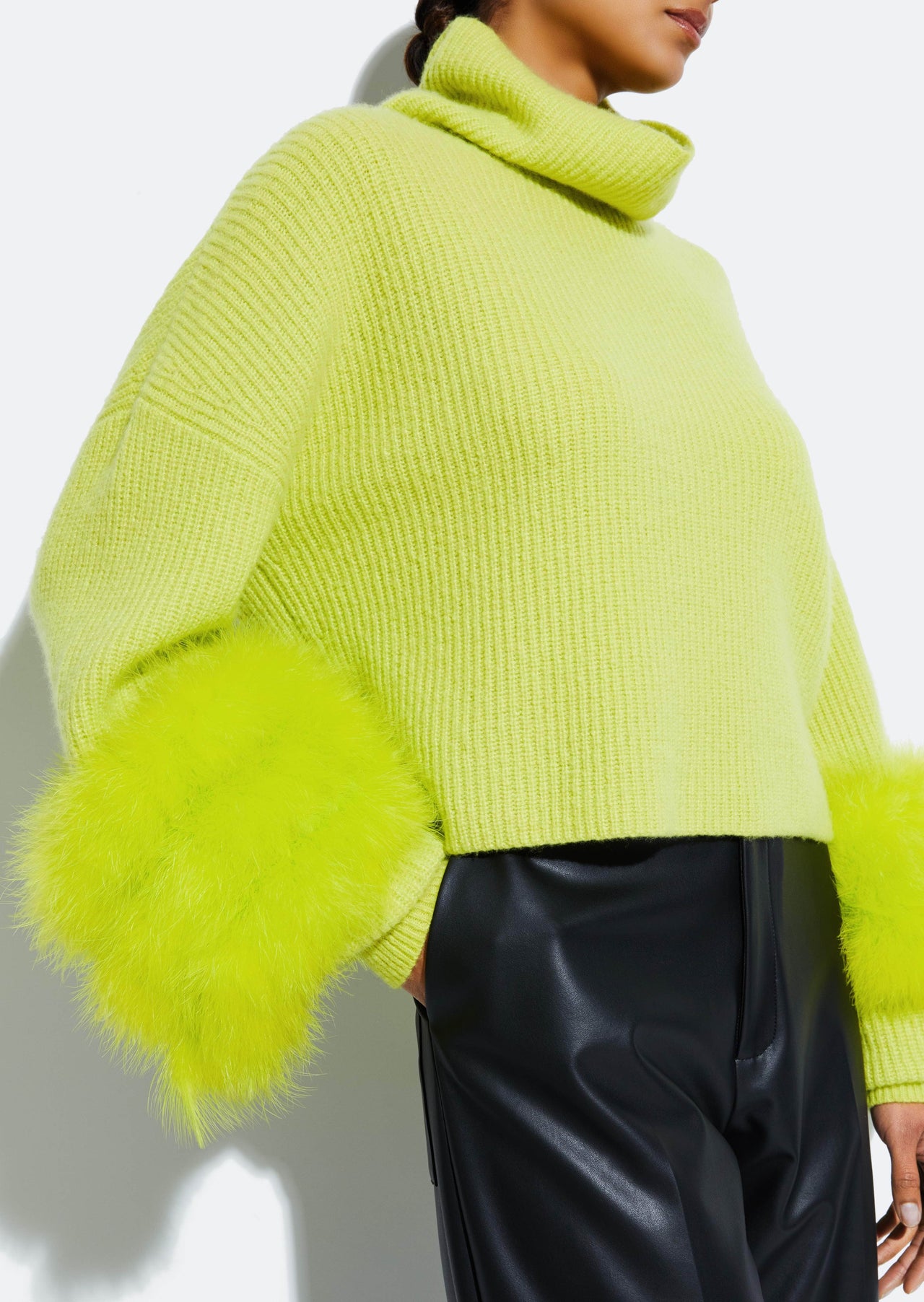 Cashmere Turtleneck Sweater With Marabou - LAPOINTE