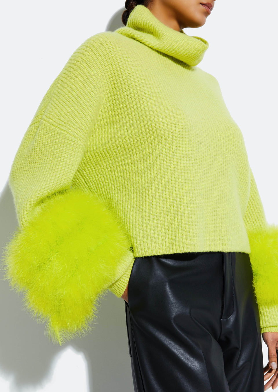 Cashmere Turtleneck Sweater With Marabou - LAPOINTE