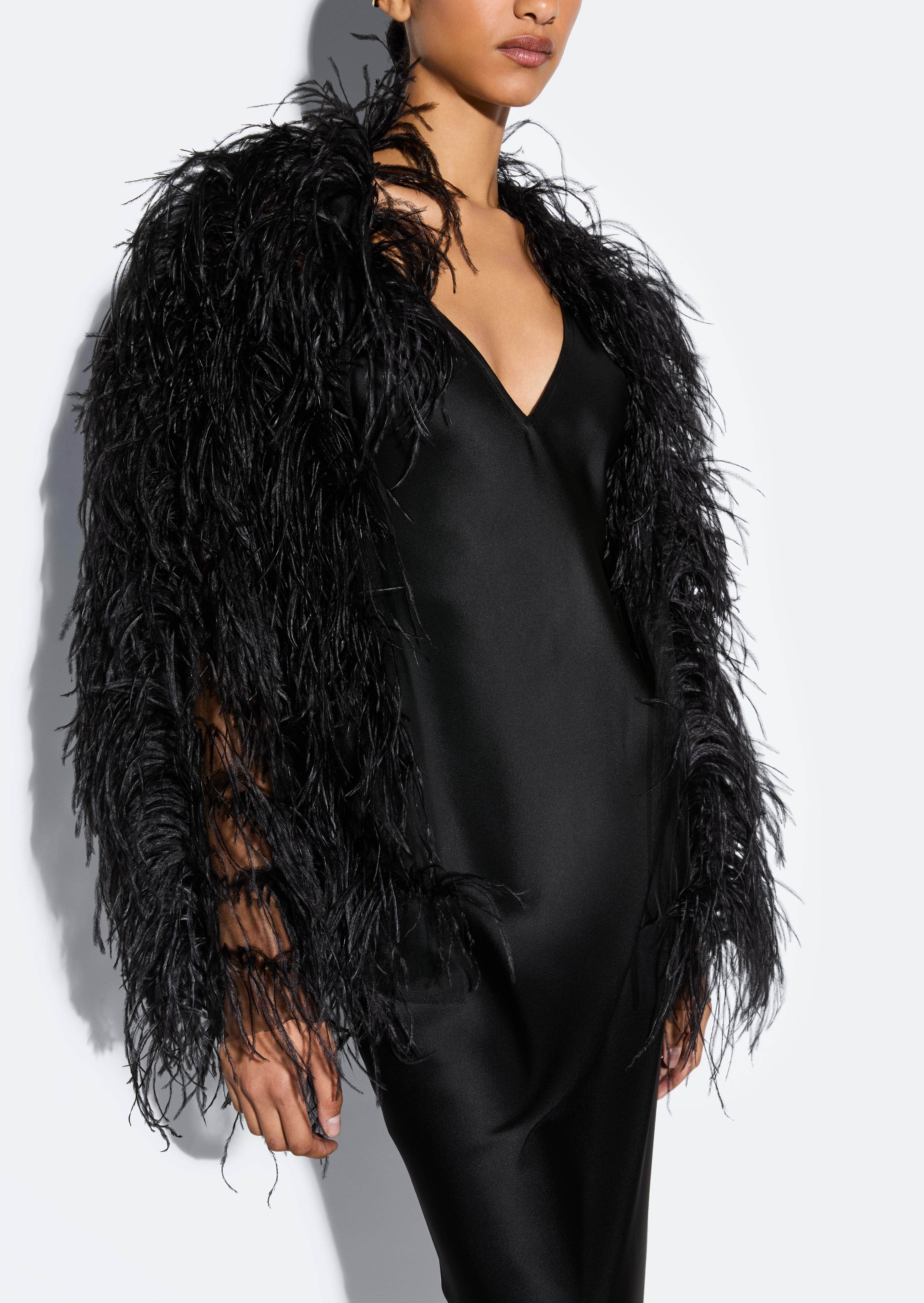 Black fashion feather jacket