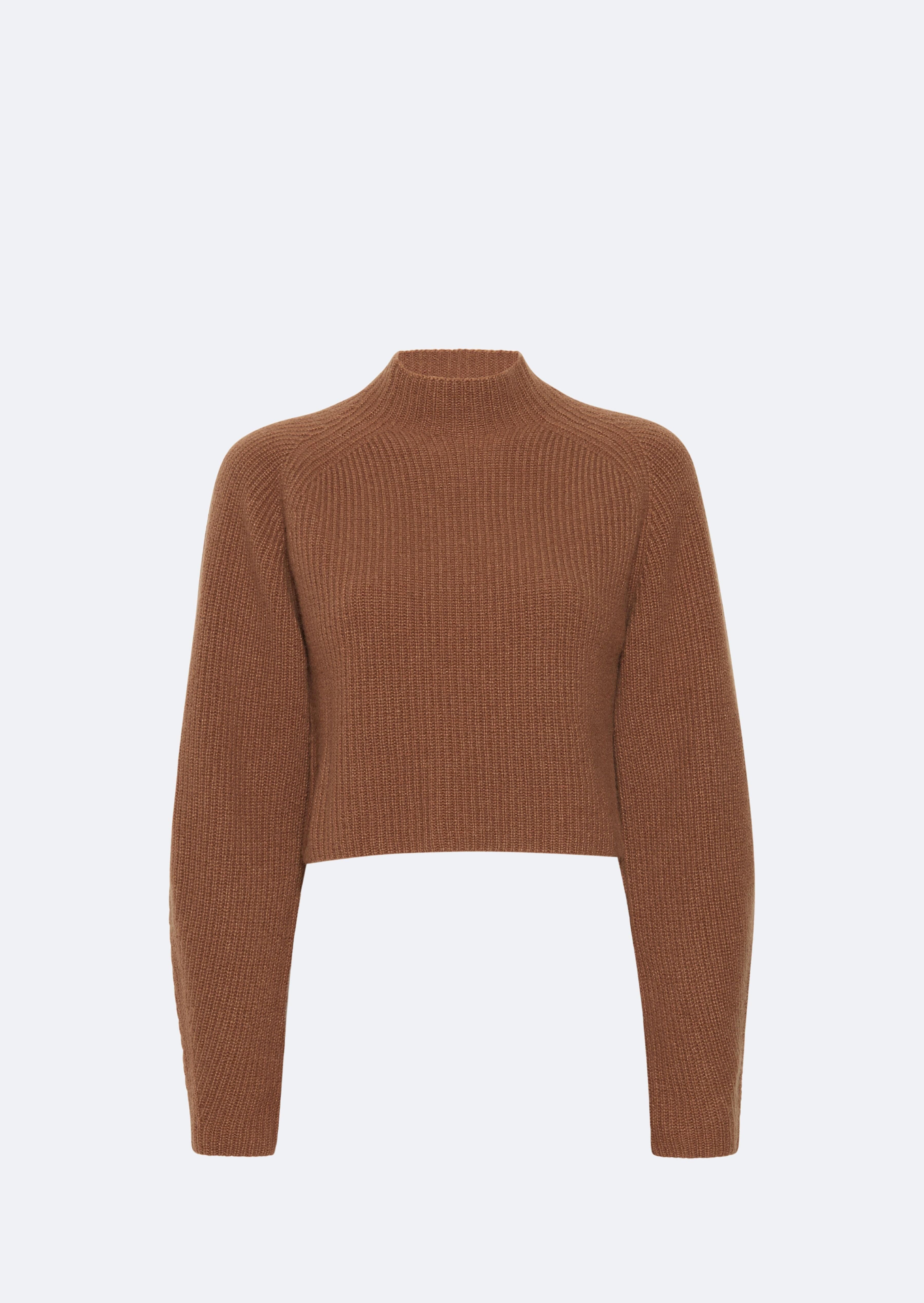 Cashmere Silk Cropped Raglan Sweater in Camel Tan, Neutral, and