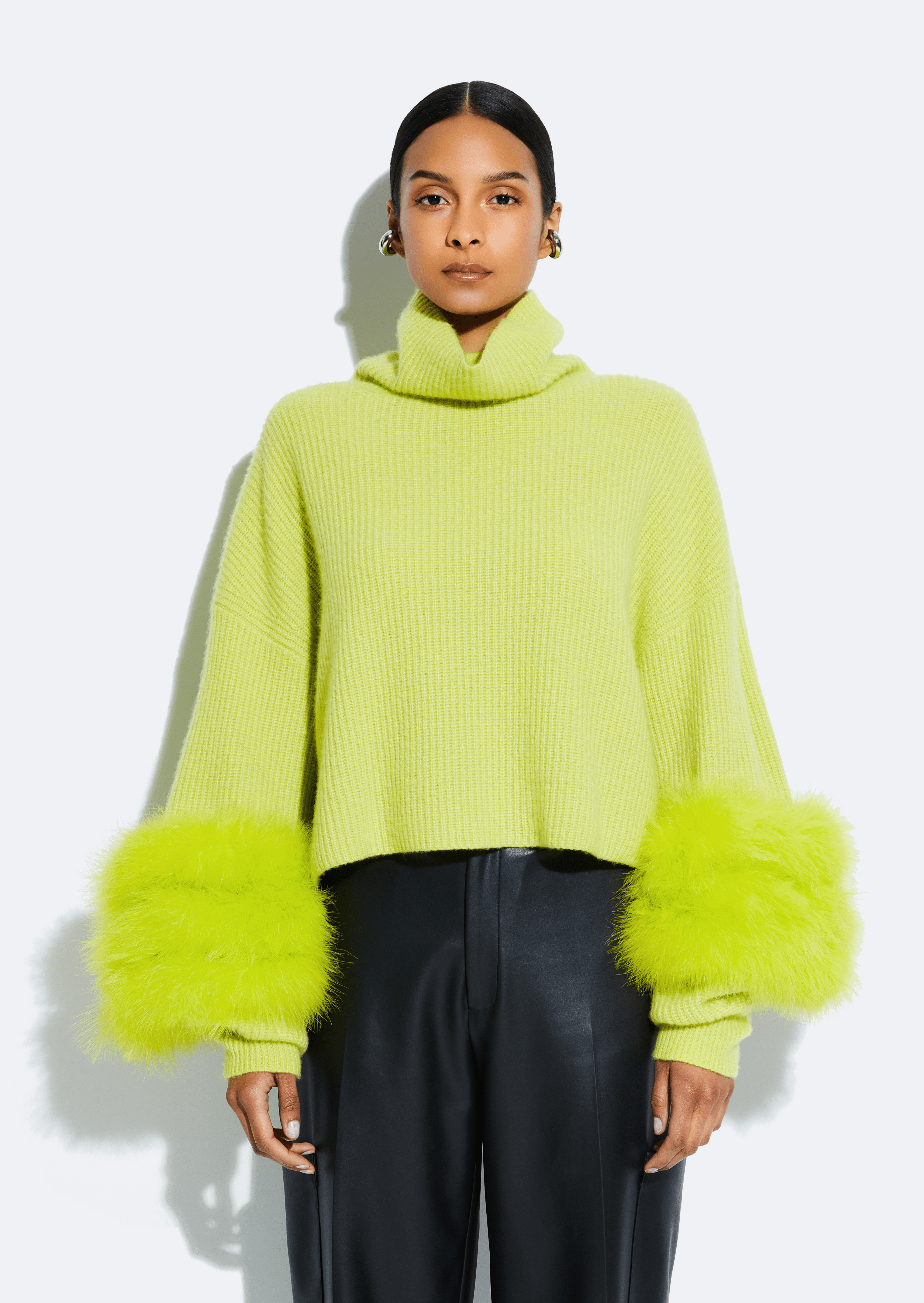 Cashmere Turtleneck Sweater With Marabou - LAPOINTE