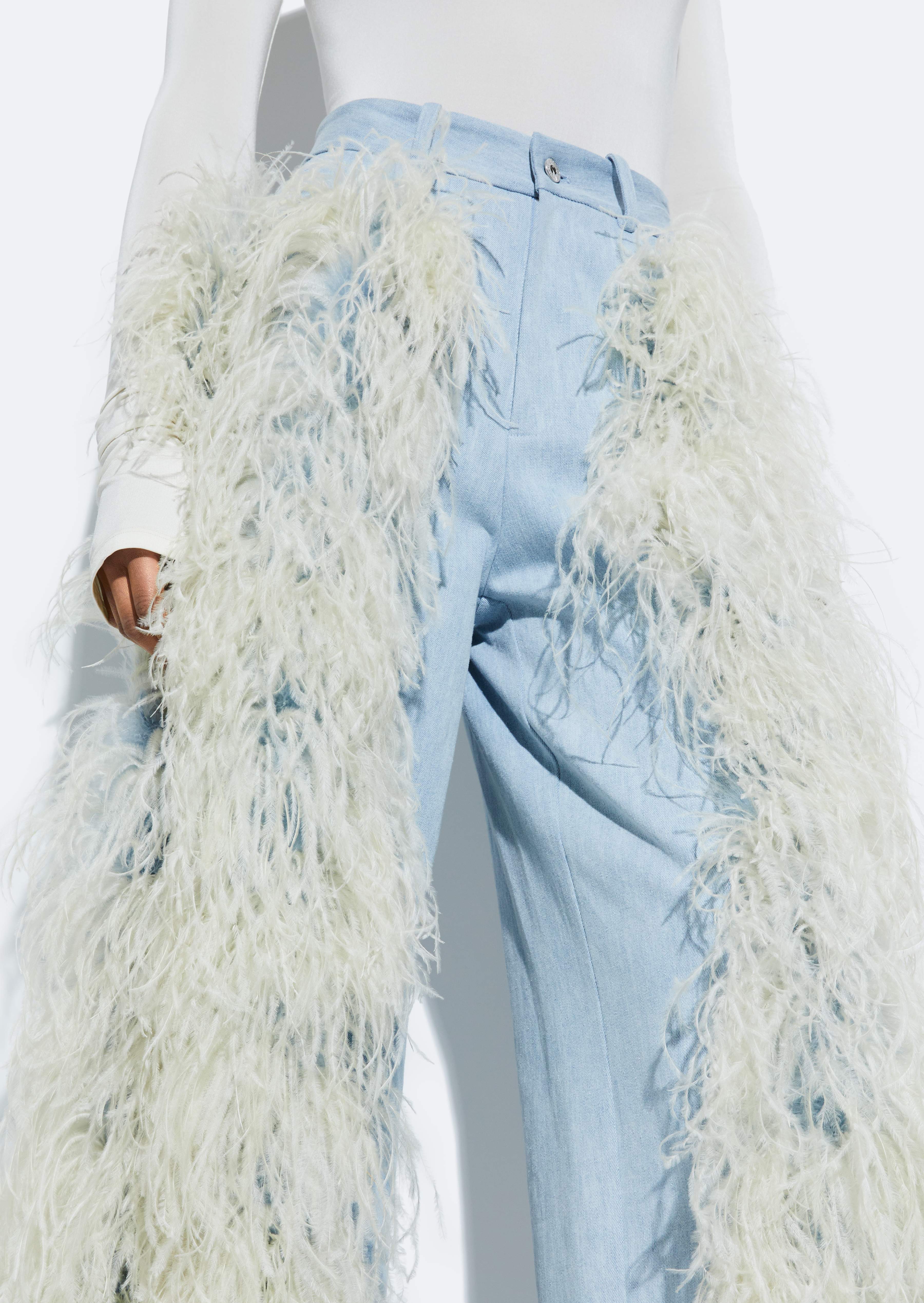 Washed Denim Straight Leg Pant With Feathers - LAPOINTE