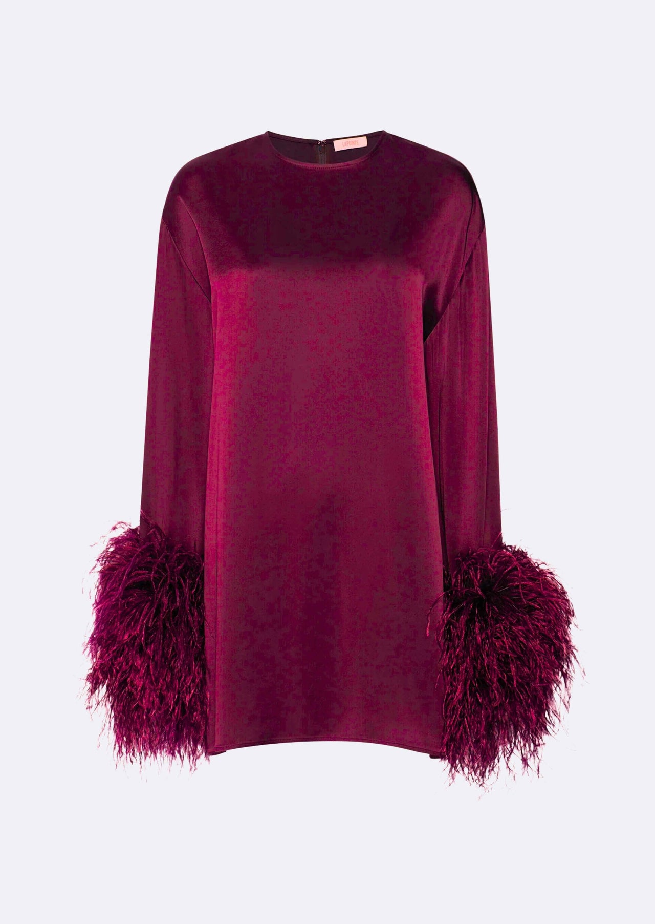 Satin Shift Dress With Feathers