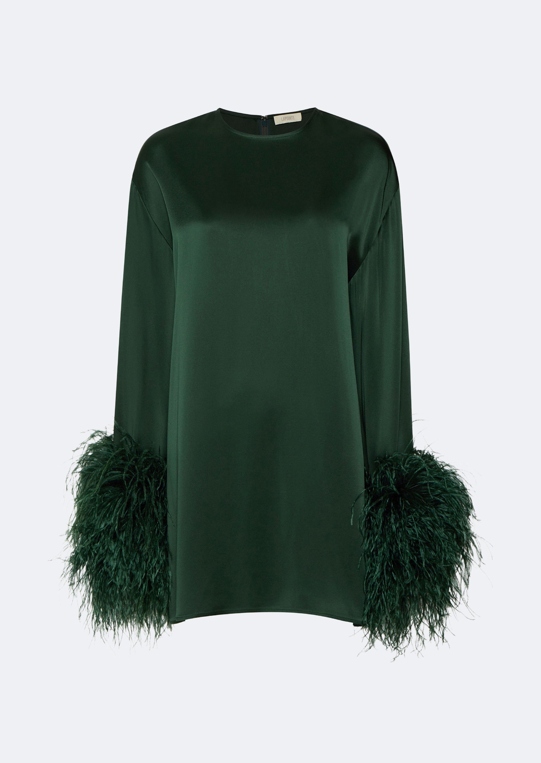 Satin Dress With Feathers