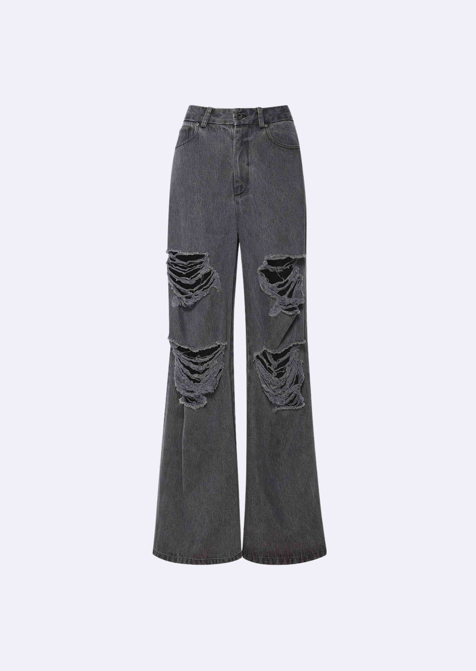 Relaxed Denim Distressed Wide Leg Jean - LAPOINTE