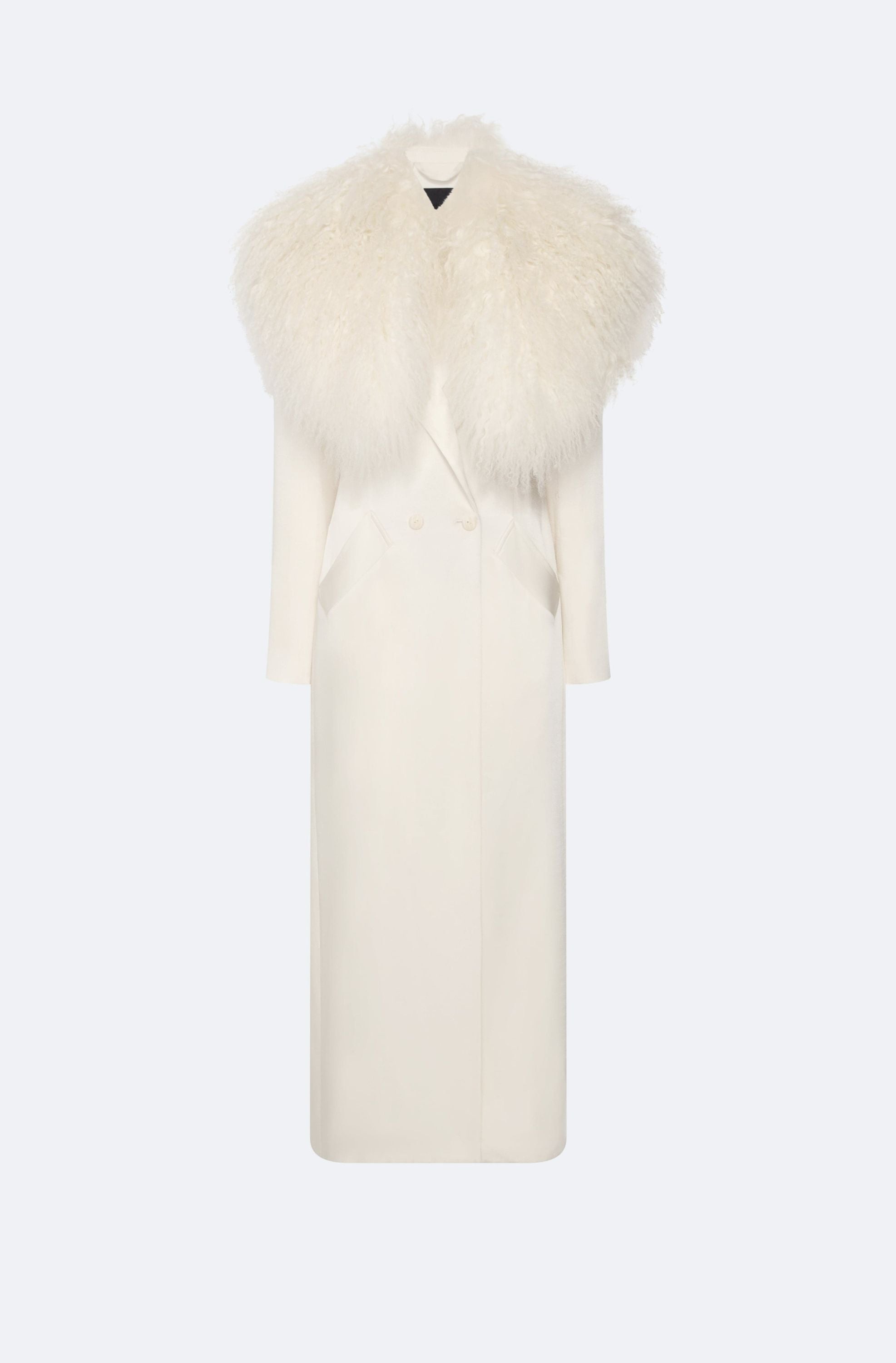 Satin Double Breasted Coat With Shearling - LAPOINTE