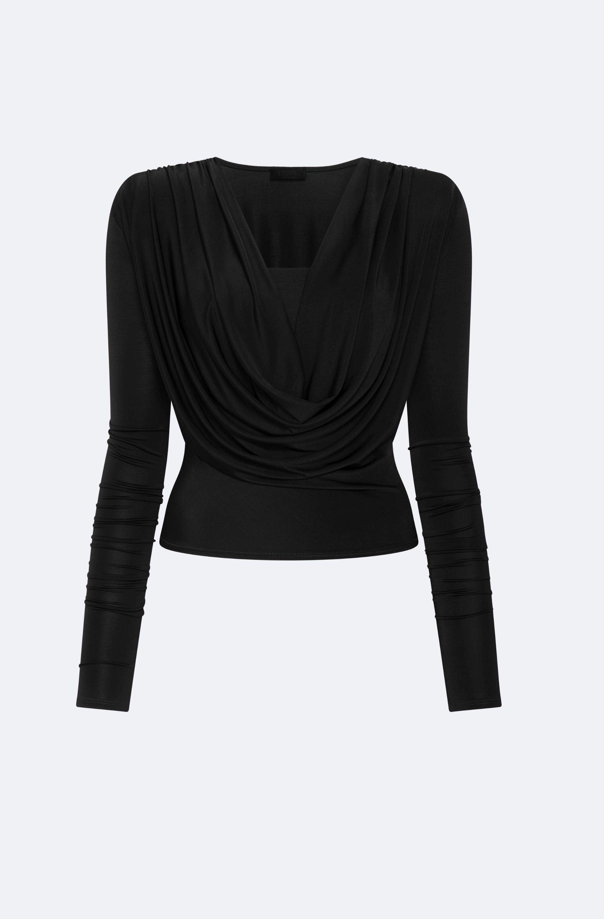 トップス 00s archive buffalo bobs Drape neck Top Jersey Cowl Neck Bandeau Top in Black Black | LAPOINTE