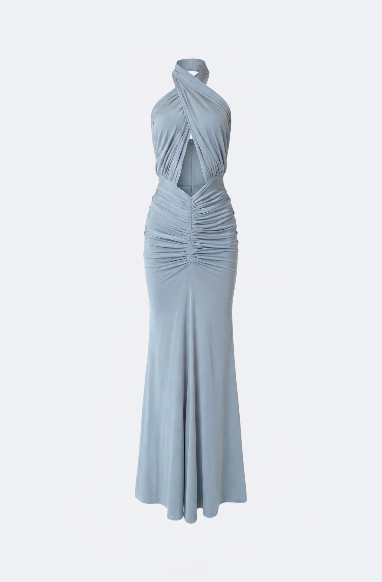 Jersey Sleeveless Halter Ruched Gown - LAPOINTE