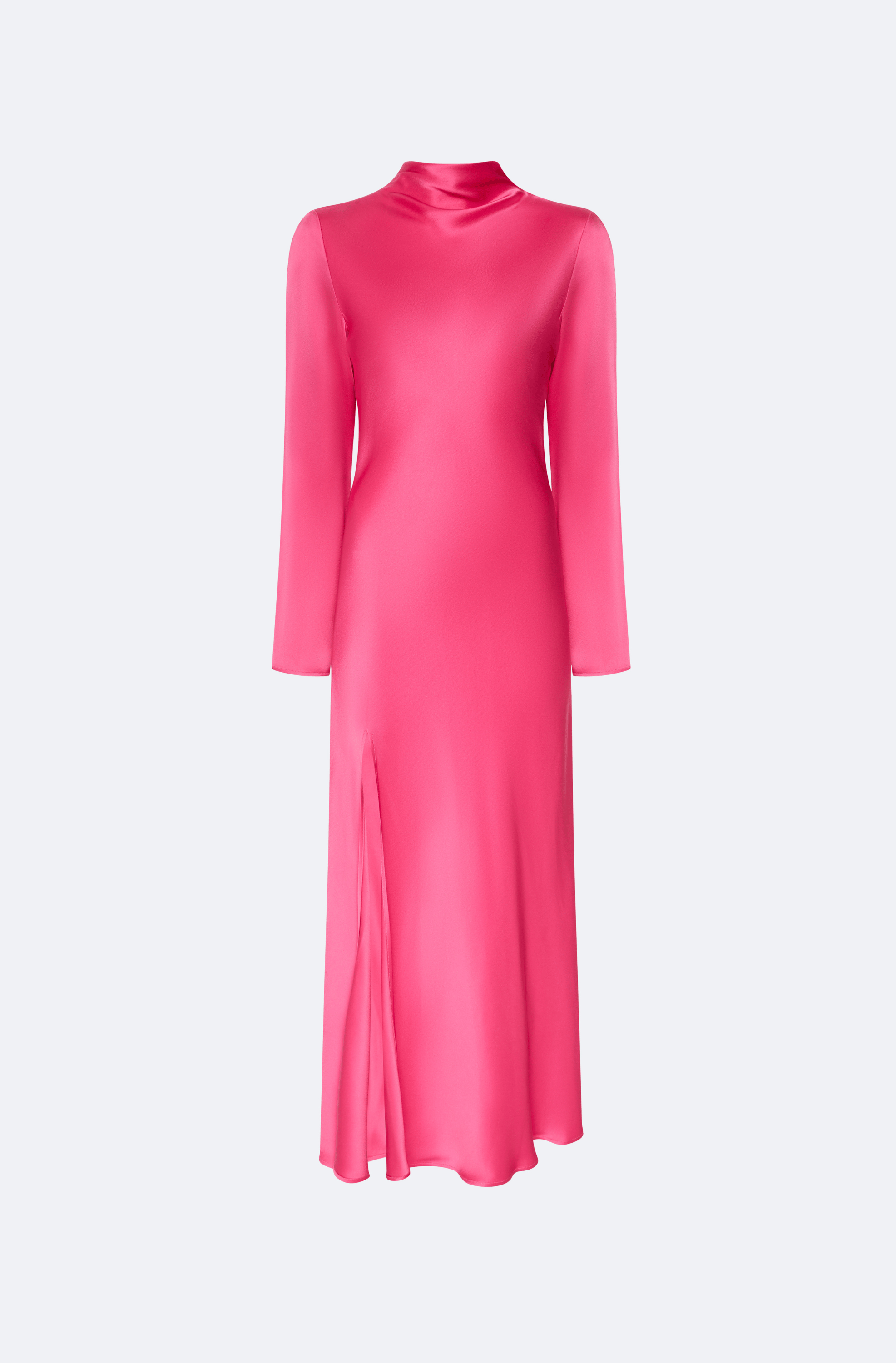 Satin Draped Neck Bias Dress - LAPOINTE