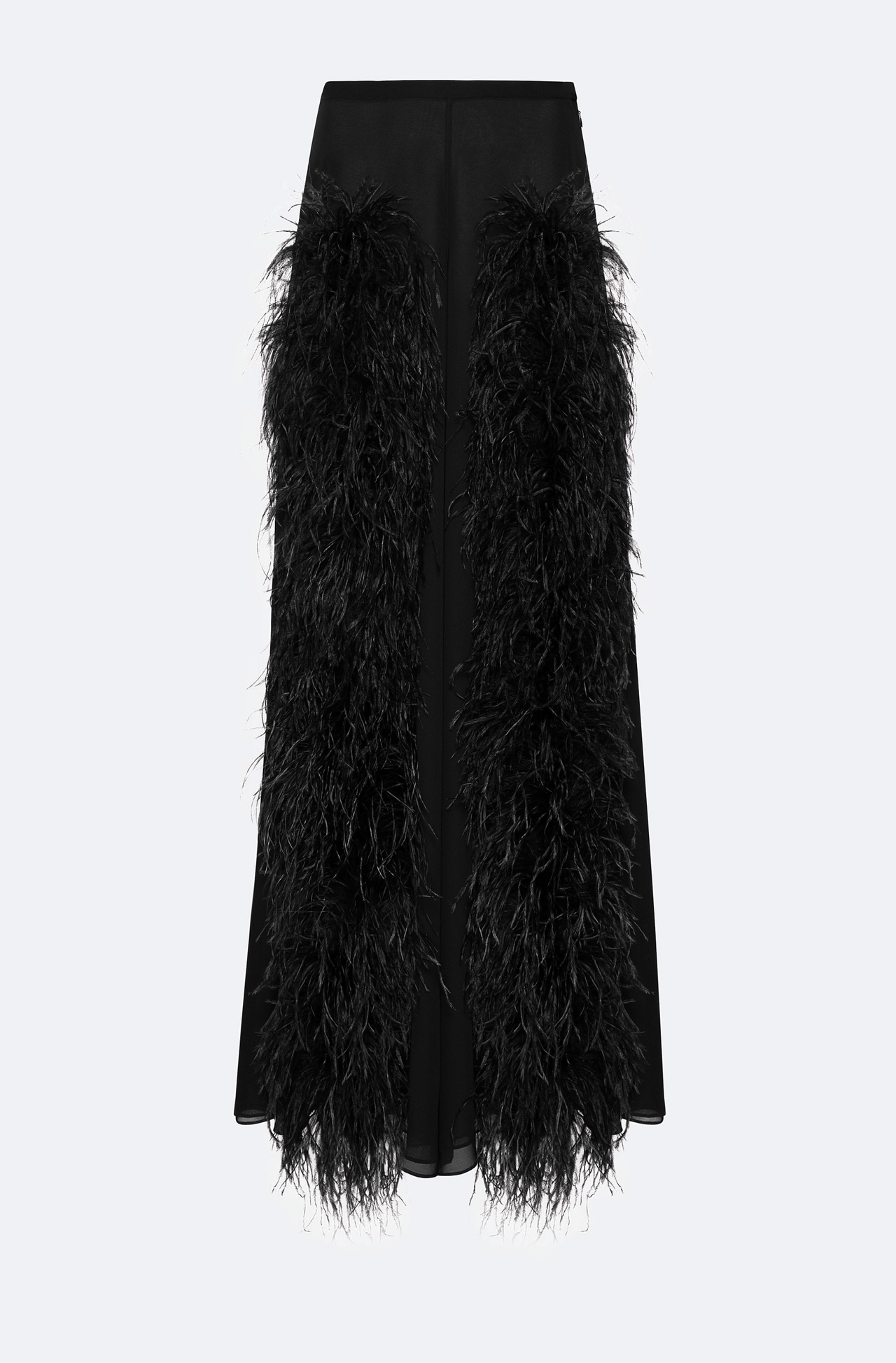 Lightweight Georgette Wide Leg Pant With Feathers - LAPOINTE