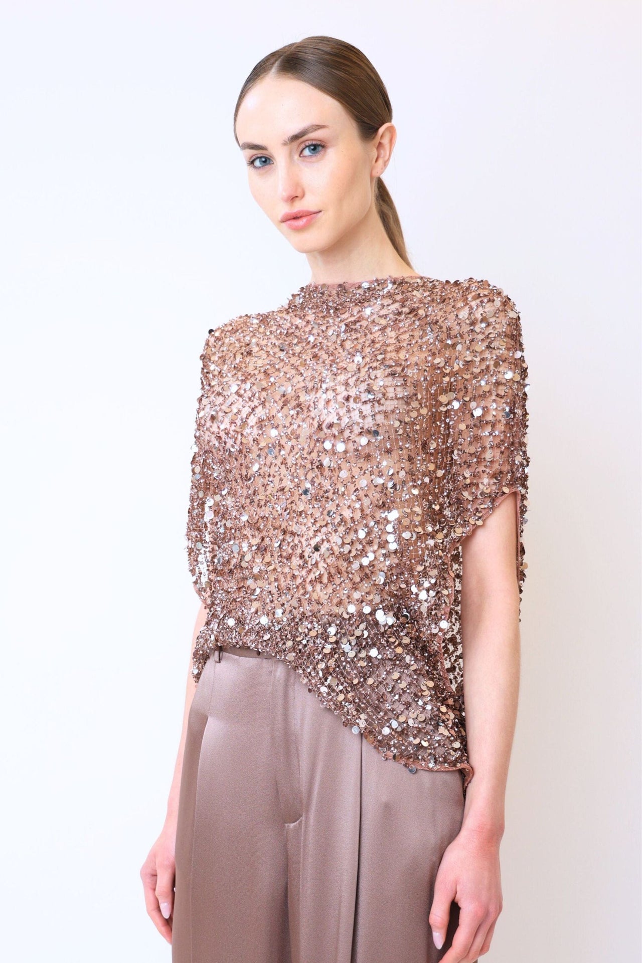 Net Mesh Sequin Cape Tee - LAPOINTE