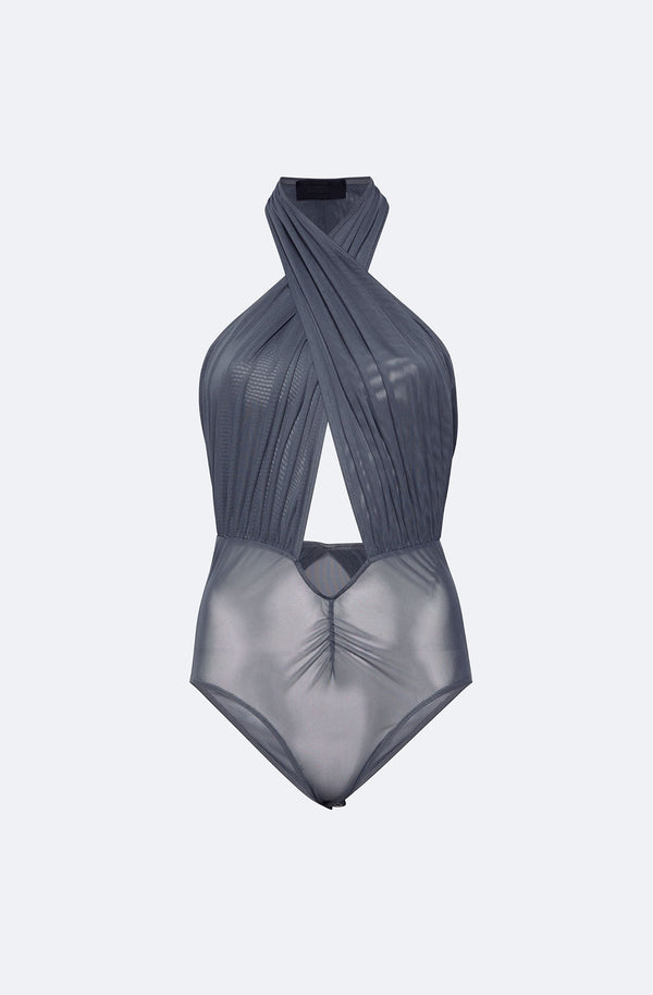 Mesh Halter Cutout Bodysuit - LAPOINTE