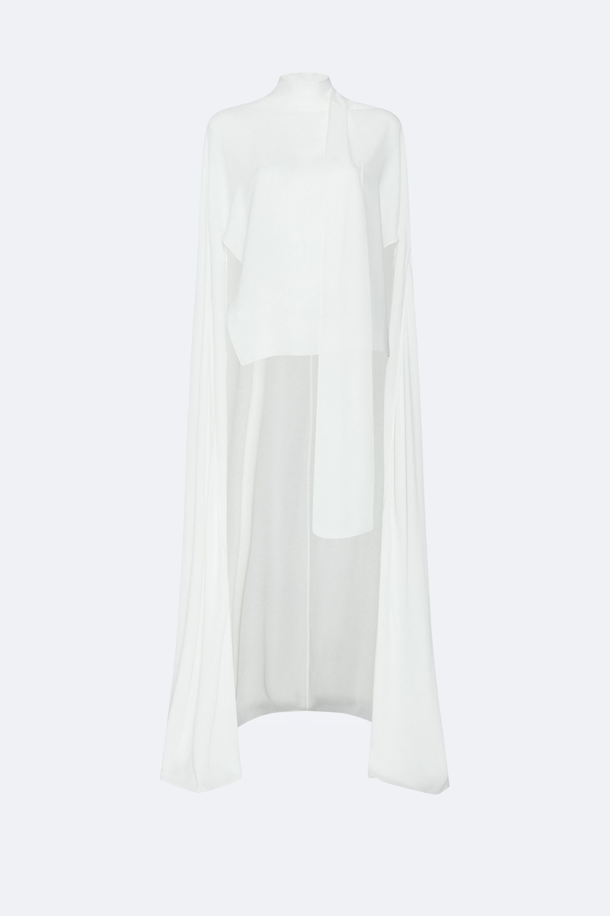 Georgette High Low Scarf Cape Top in Cream Cream | LAPOINTE