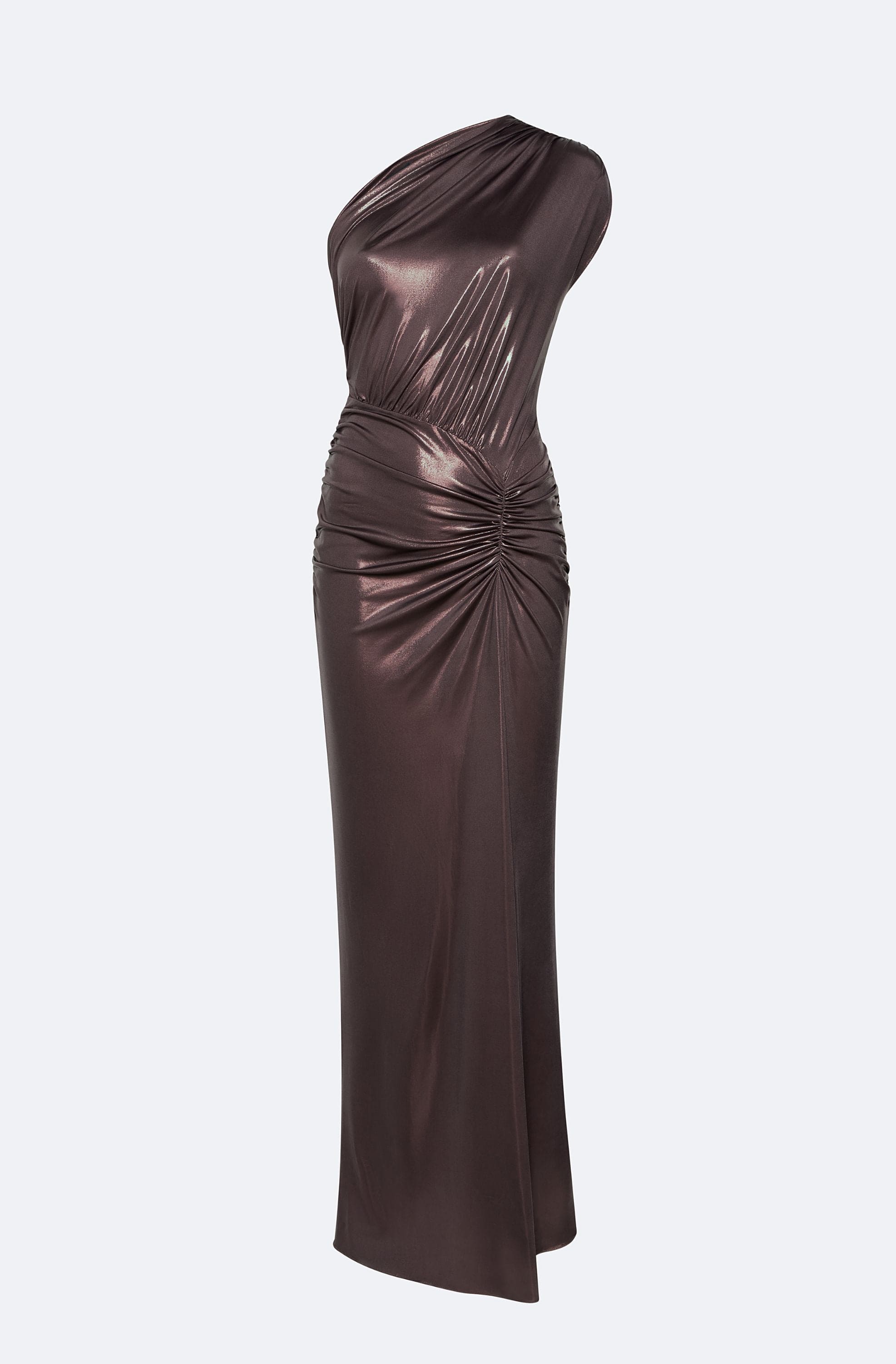Coated Jersey One Shoulder Ruched Dress - LAPOINTE