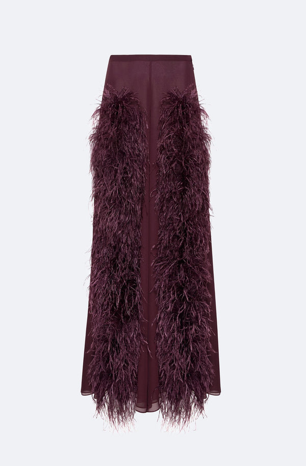 Lightweight Georgette Wide Leg Pant With Feathers - LAPOINTE