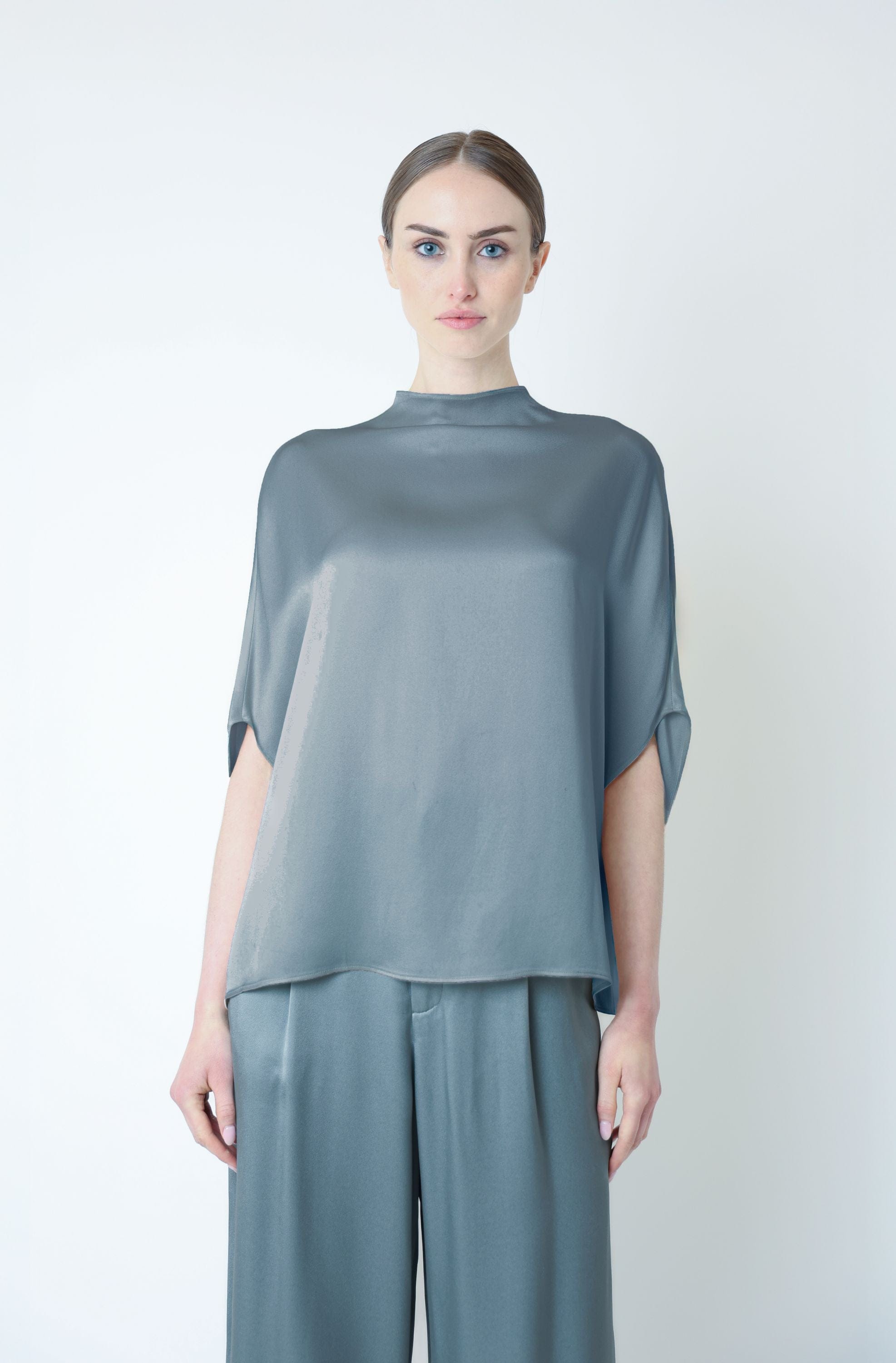 Satin Cape Tee in Dark brown Dark Brown | LAPOINTE