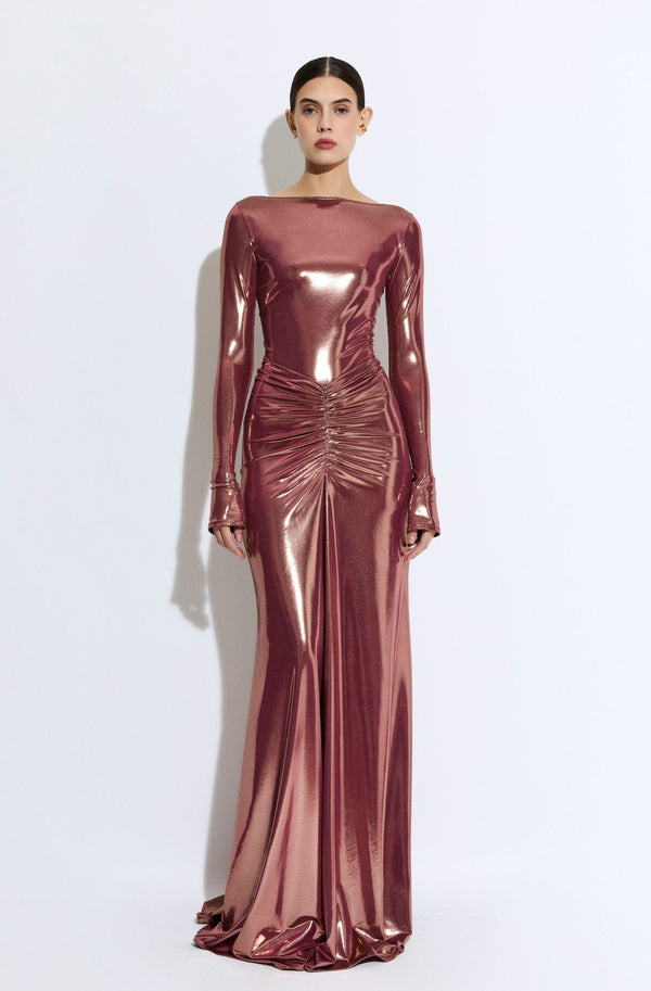 Coated Jersey Ruched Maxi Skirt - LAPOINTE