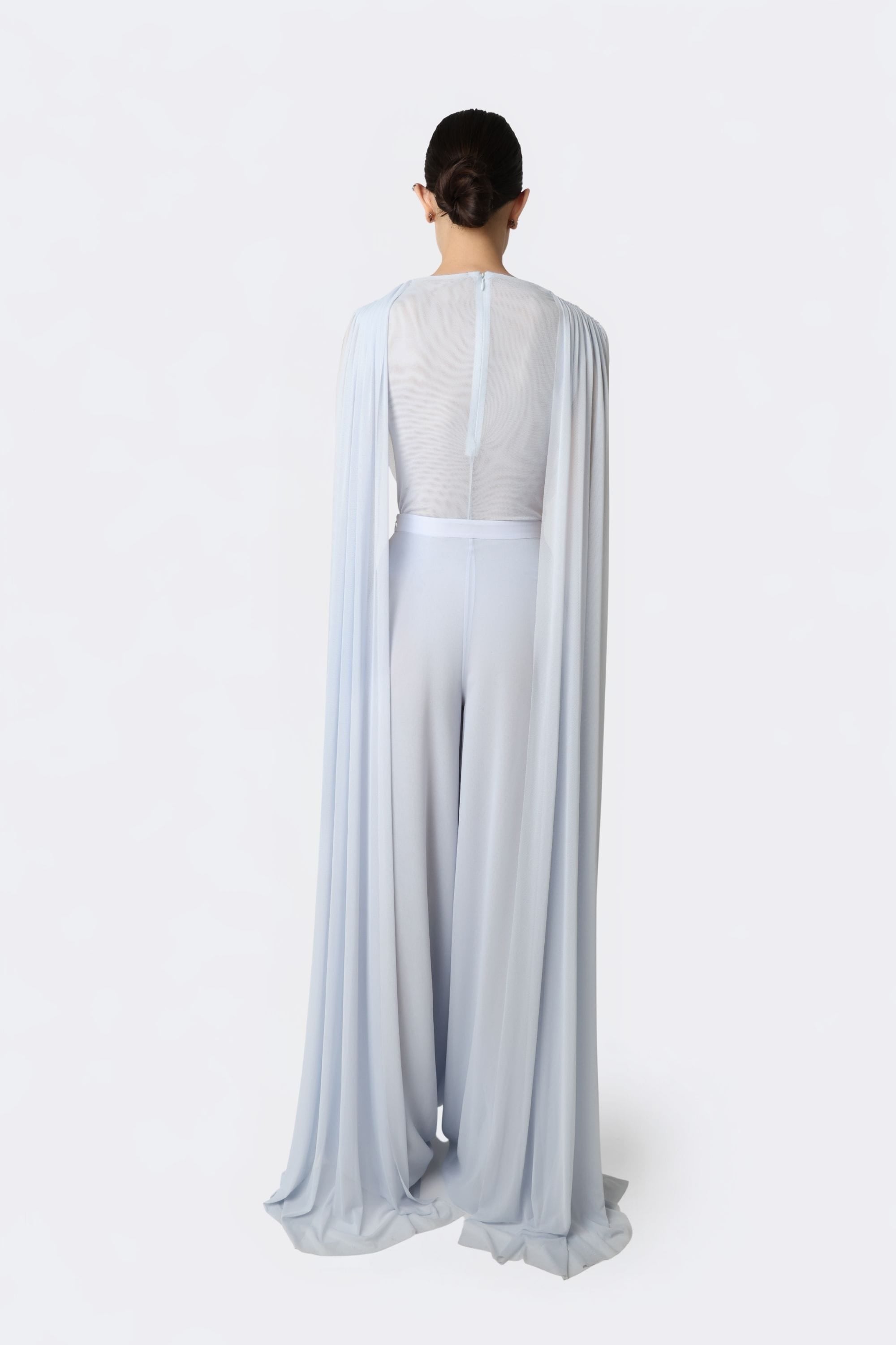Lightweight Georgette Wide Leg Pant With Feathers - LAPOINTE