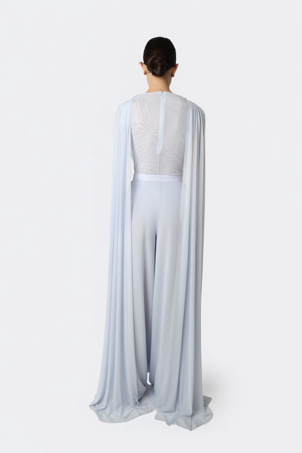 Lightweight Georgette Wide Leg Pant With Feathers - LAPOINTE