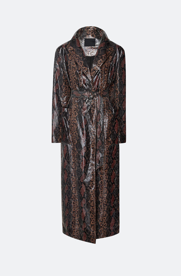 Laminated Snake Belted Trench - LAPOINTE