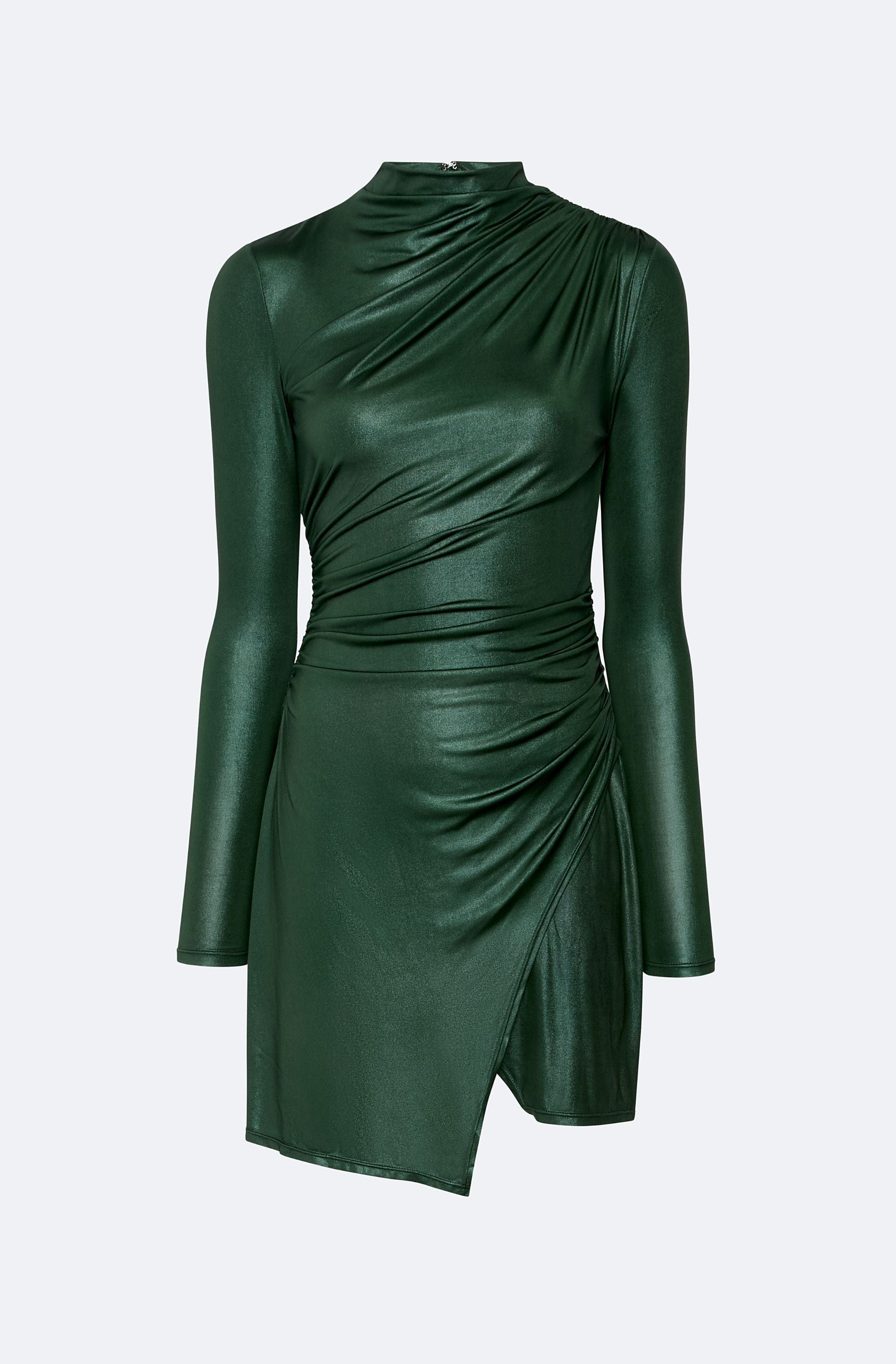 Coated Jersey Draped Mini Dress - LAPOINTE