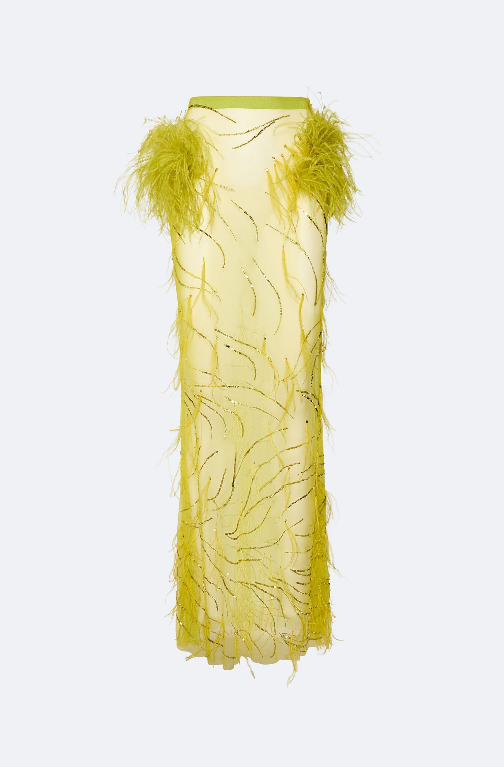 Feather Embroidery Flare Skirt