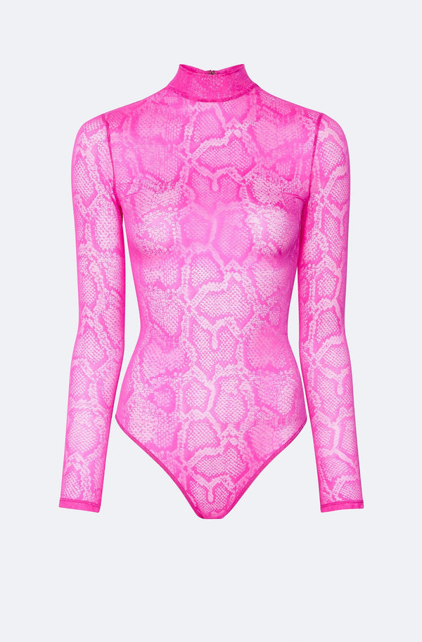 Snake Lace Mock Neck Bodysuit - LAPOINTE