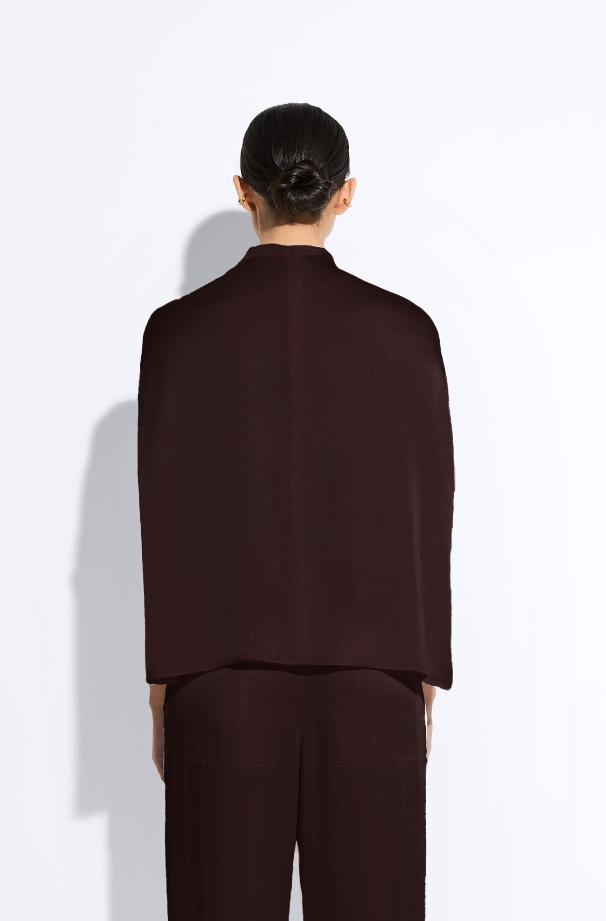 Satin Cape Tee in Dark brown Dark Brown | LAPOINTE