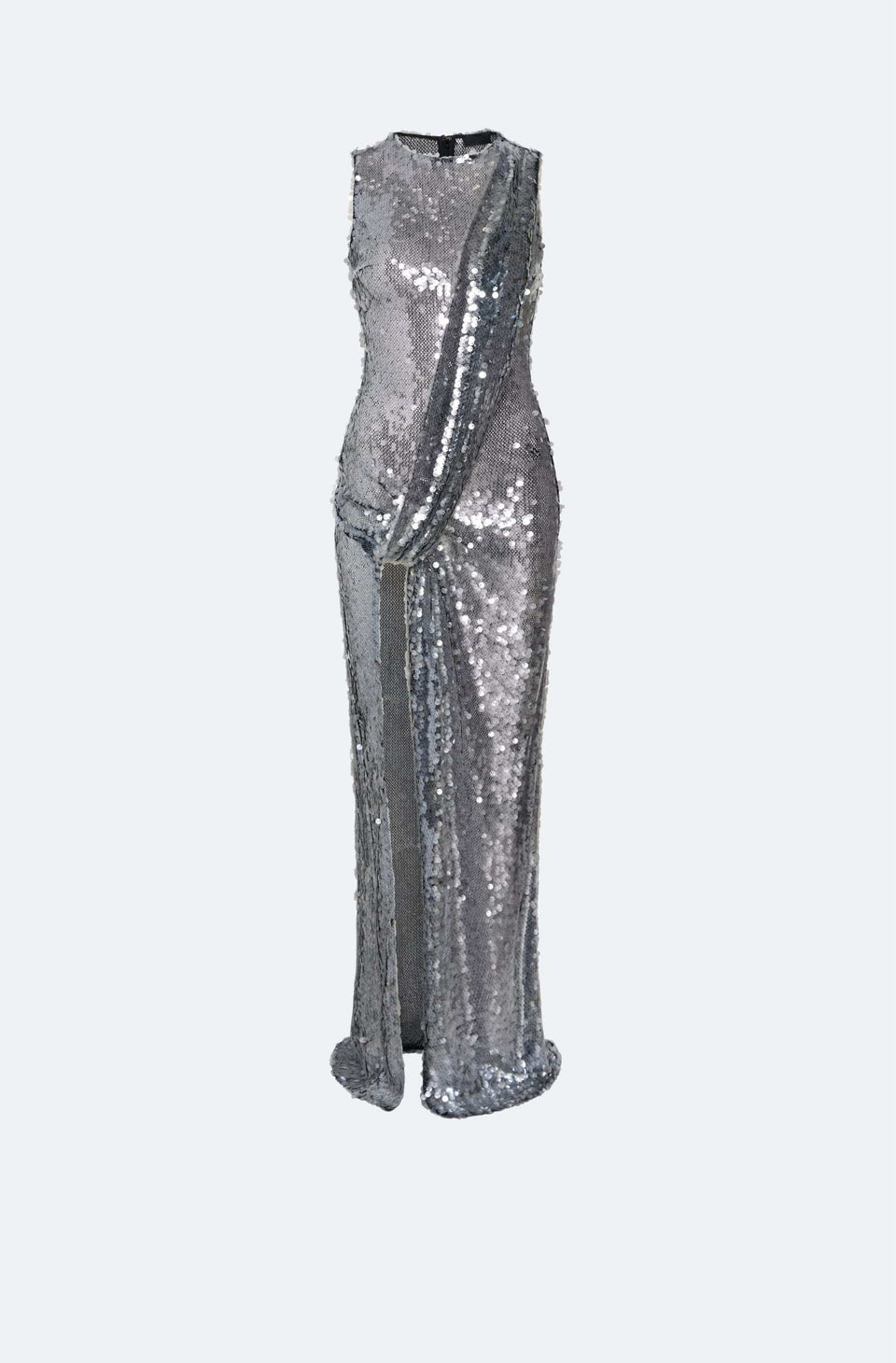sally lapointe sequin dress LAPOINTE Sheer Sequin Ruched Gown With Slit