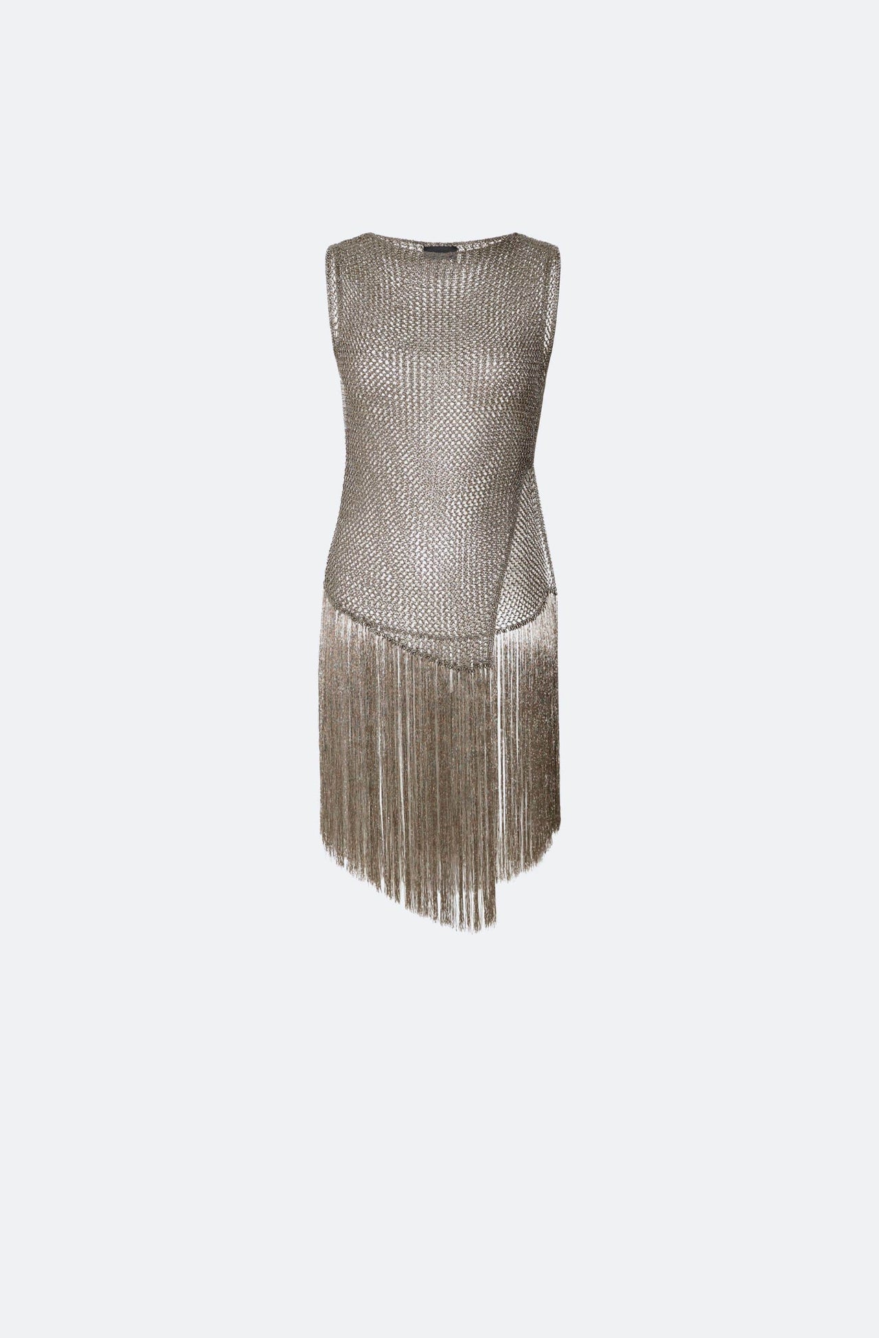Metallic Netting Fringe Asymmetric Top - LAPOINTE