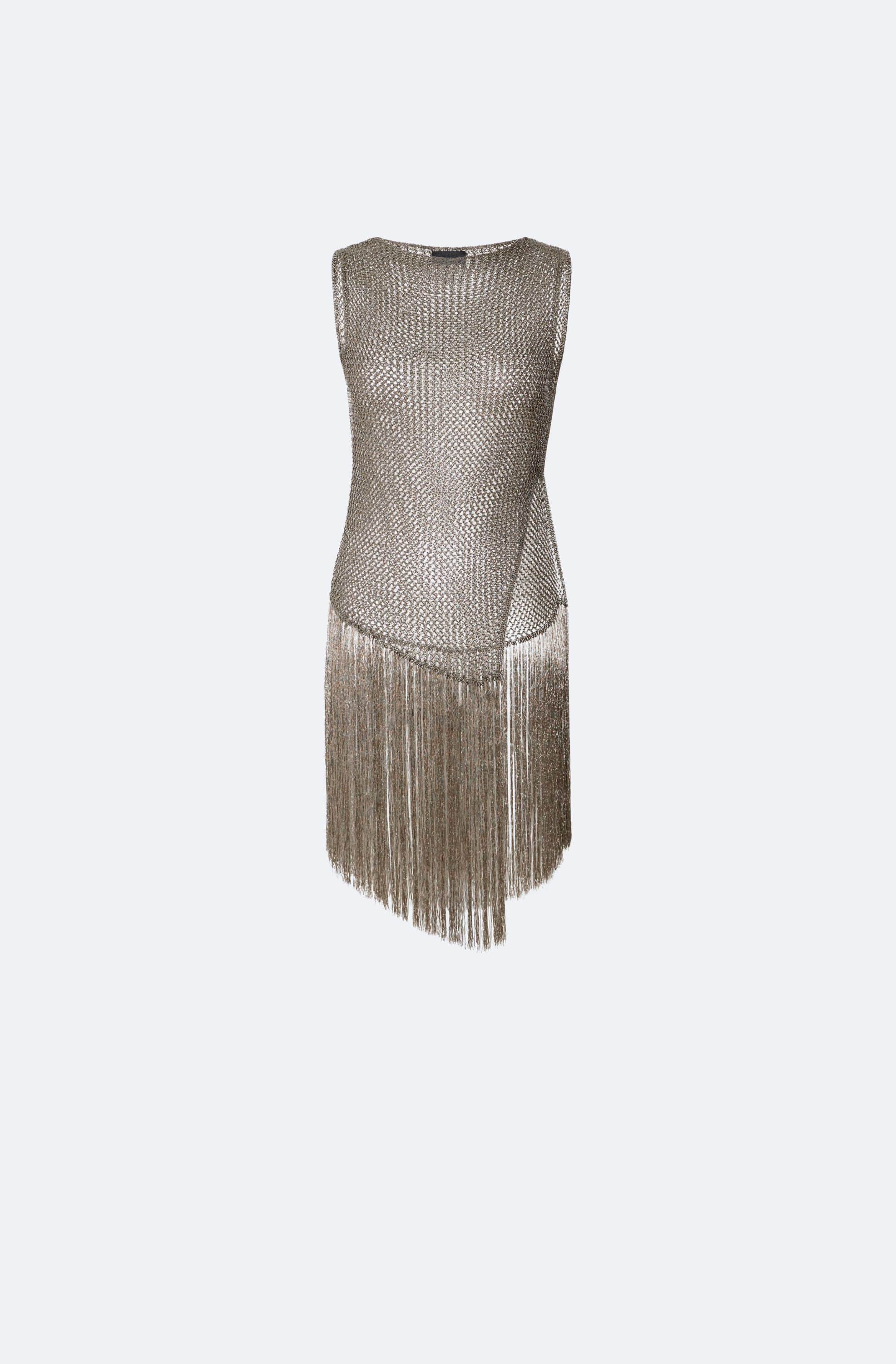 Metallic Netting Fringe Asymmetric Top - LAPOINTE