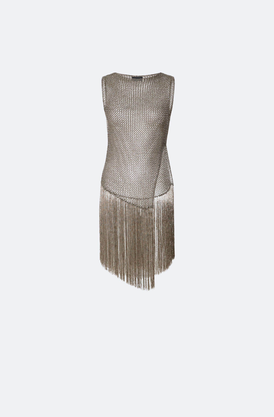 Metallic Netting Fringe Asymmetric Top - LAPOINTE
