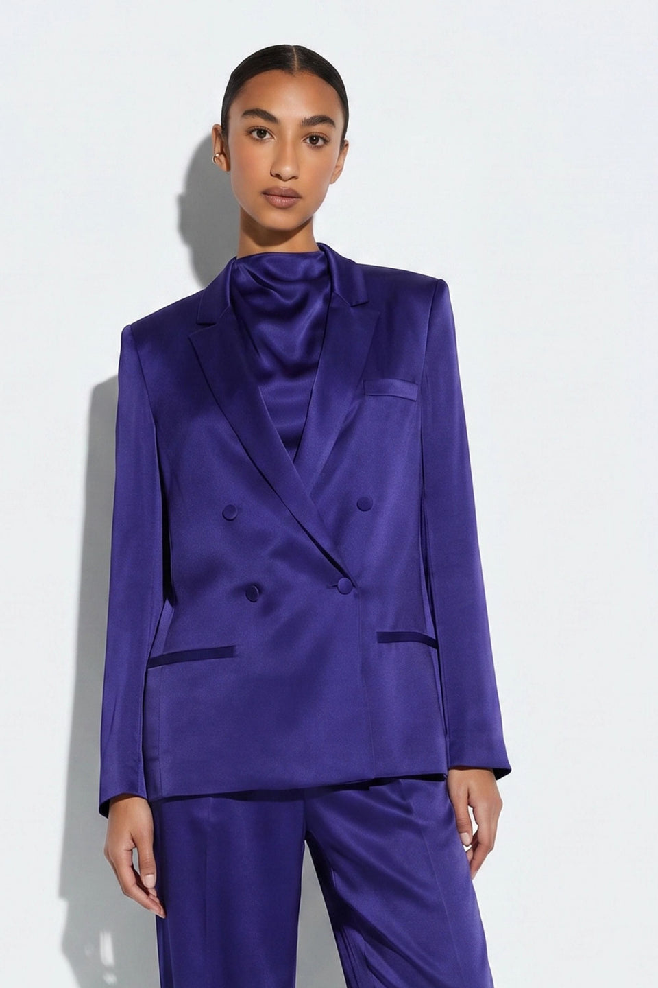 Satin Double Breasted Blazer