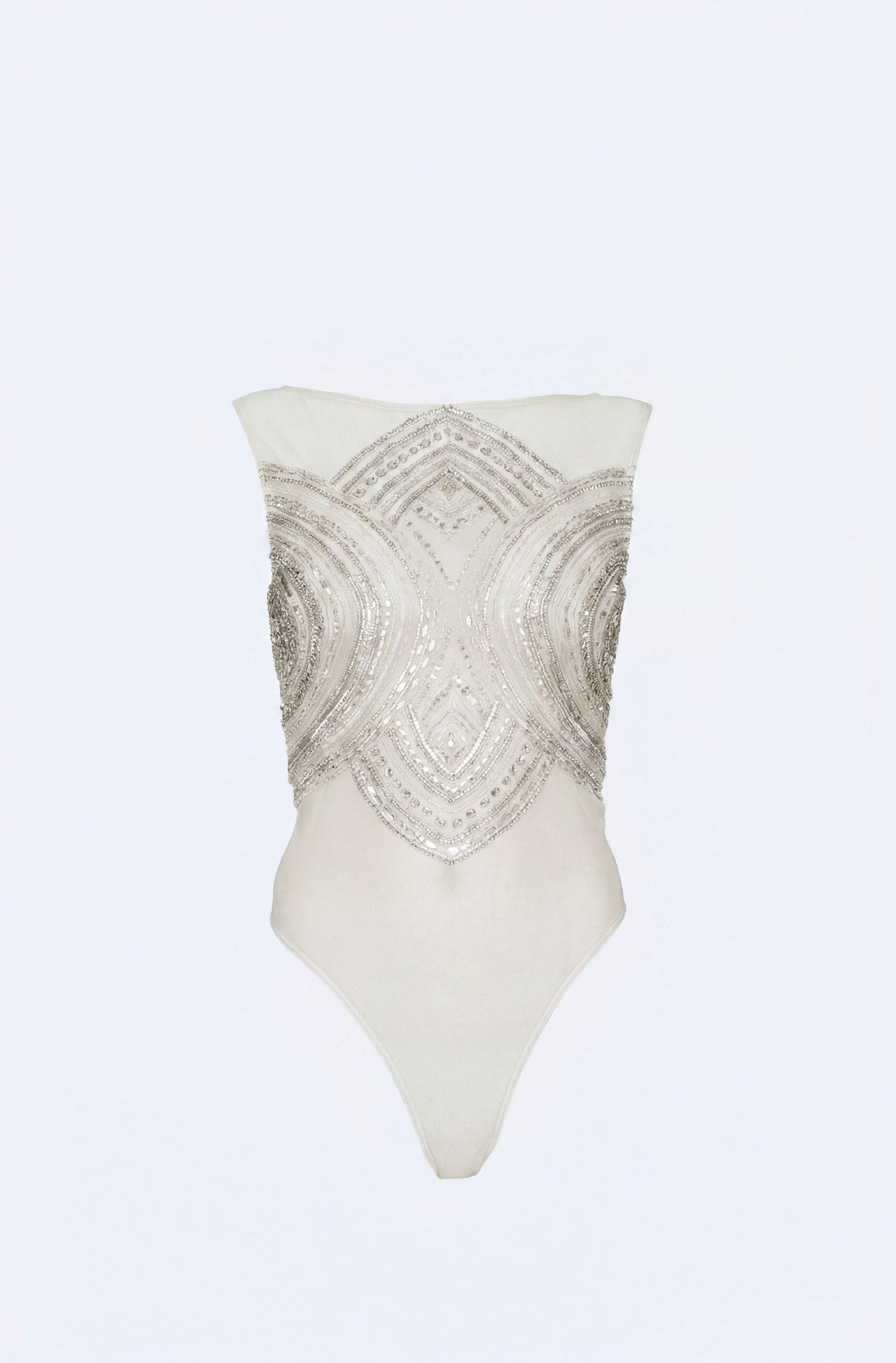 Mosaic Crystal Embroidery Sleeveless Bodysuit - LAPOINTE