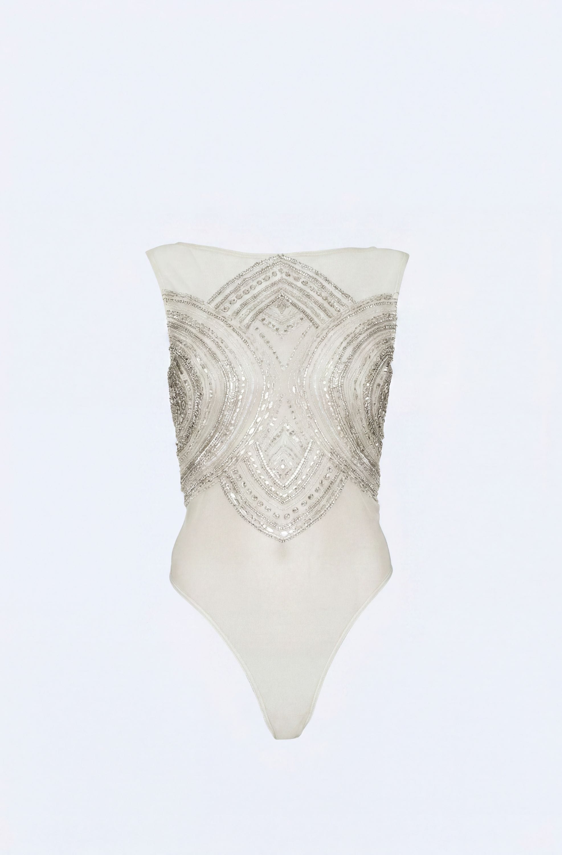 Mosaic Crystal Embroidery Sleeveless Bodysuit - LAPOINTE